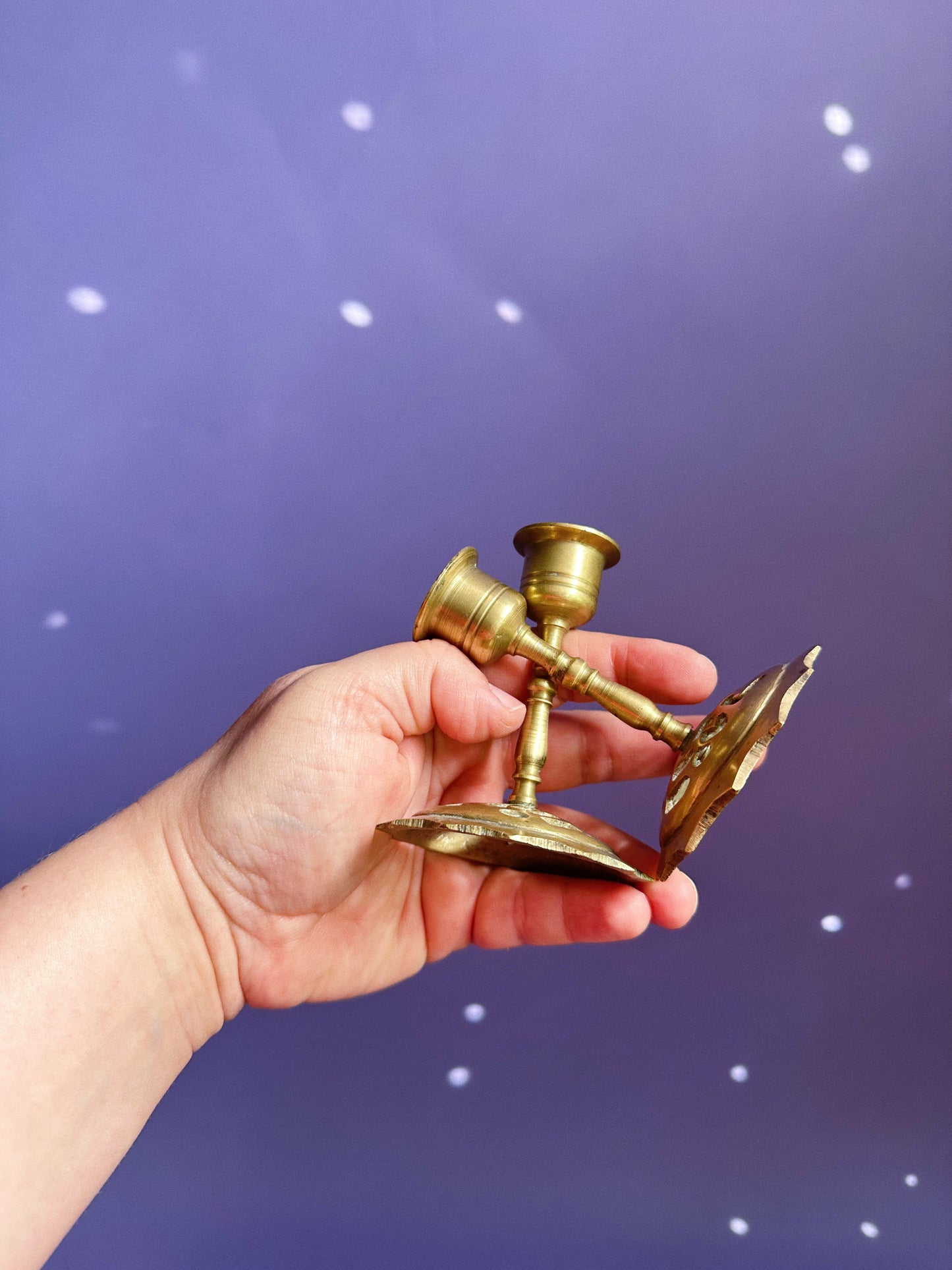 Vintage Small Pair of Brass Candlesticks for Taper Candles