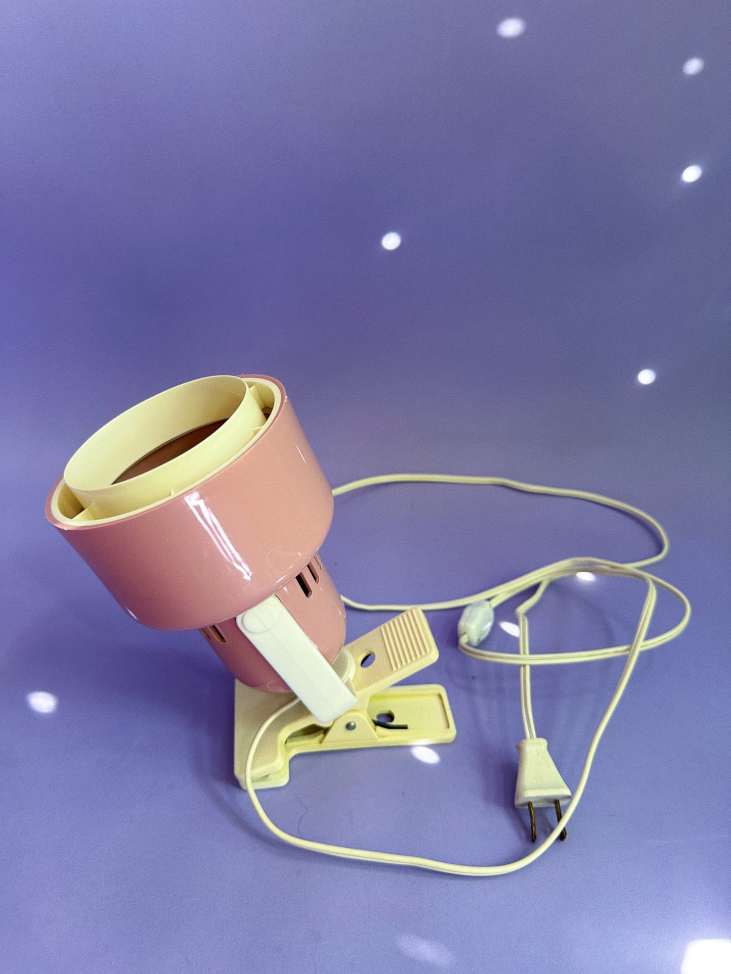 Vintage Pink + White Molded Plastic Clamp Task Lamp, Circa 1980s