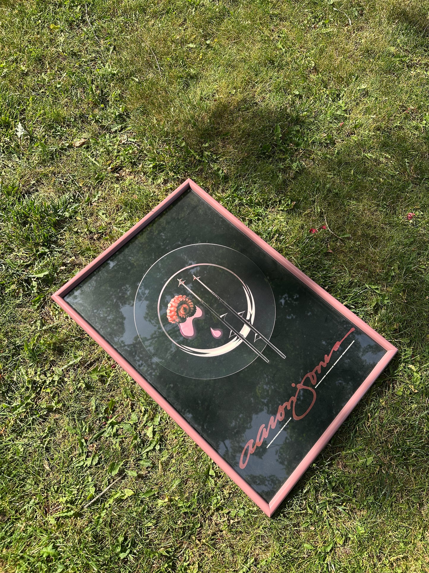 Vintage Post Modern Dusty Rose Framed Aaron Jones Food Squid Art Print