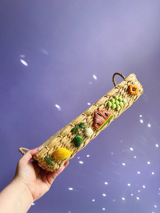 Vintage Raffia Handwoven Casserole Dish Basket