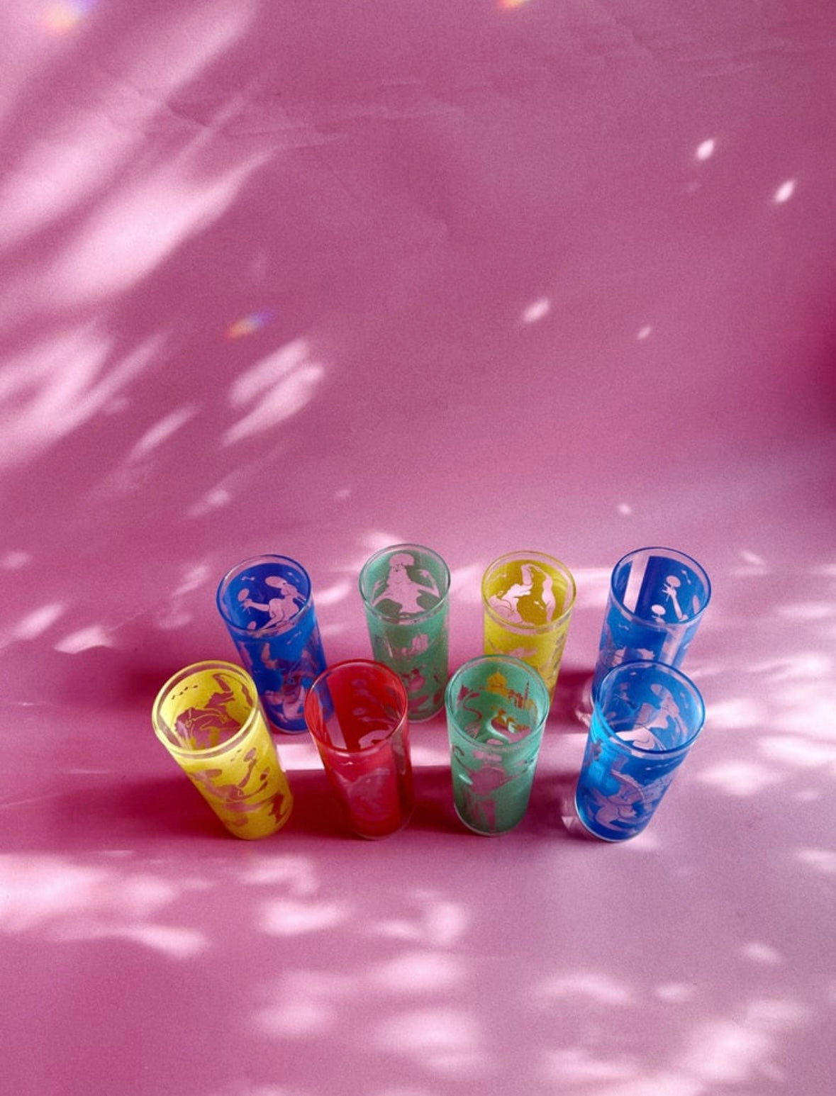 Vintage 1960s Set of 8 Mid Century Modern Cocktail Highball Glasses