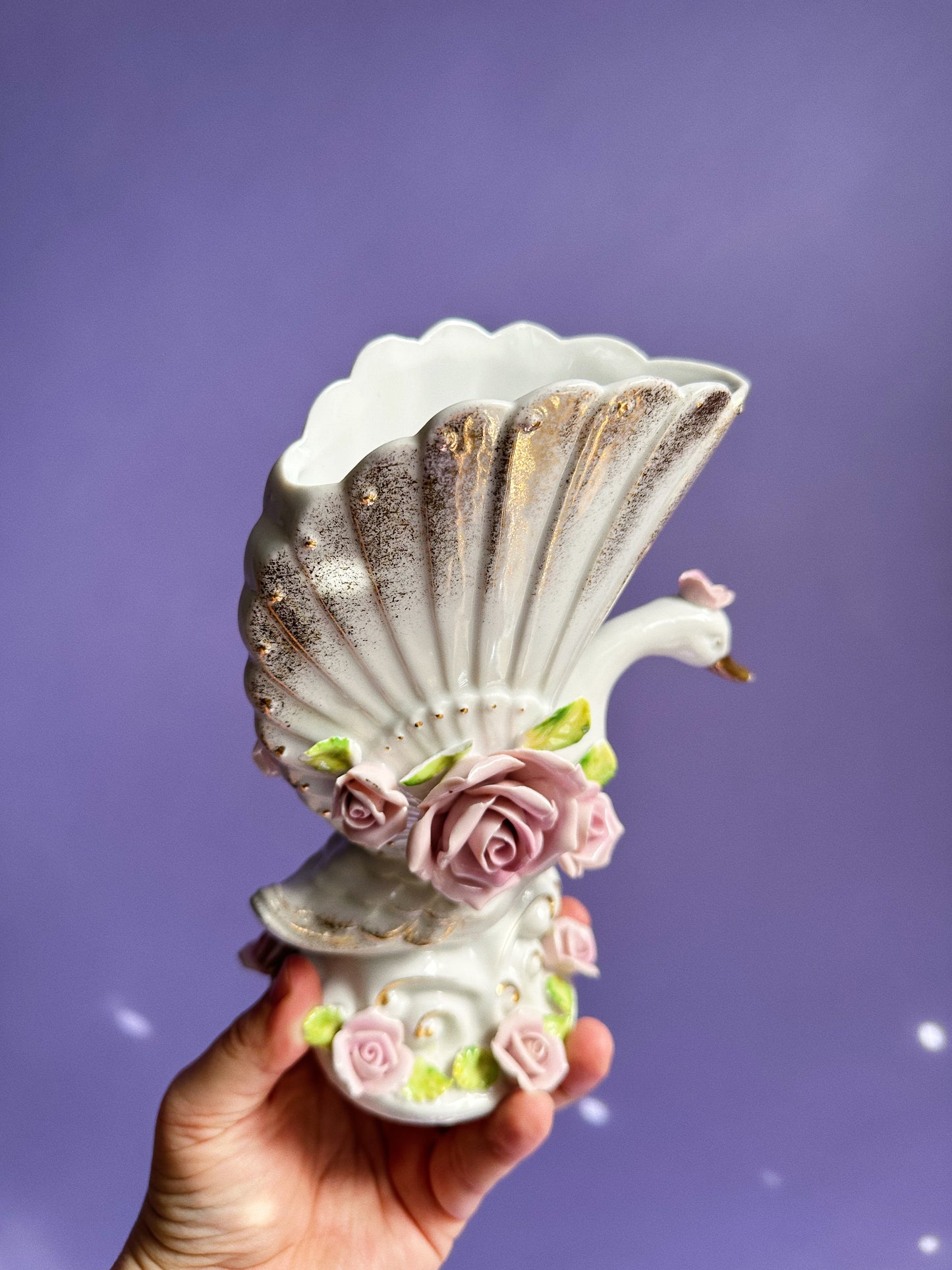 Vintage Porcelain Swan Vase