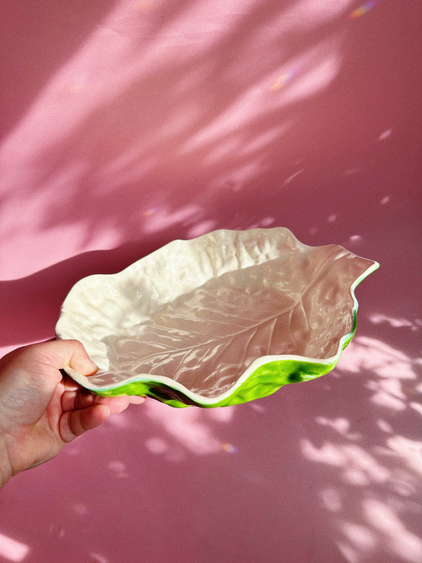 Large Vintage Ceramic Lettuce Platter