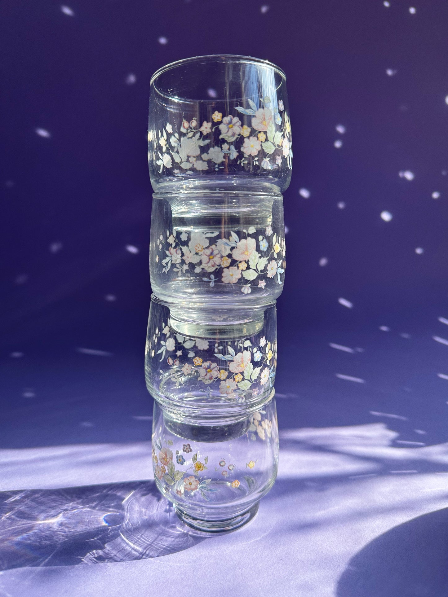 Set of 4 Arcoroc France Floral Tumblers