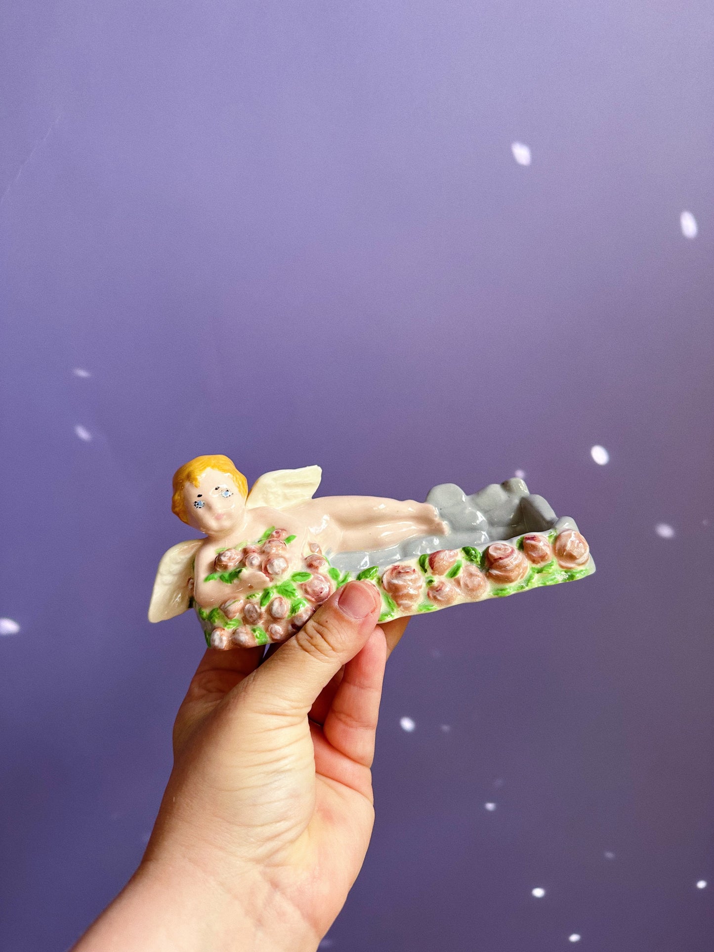 Vintage Ceramic Cherub Business Card Holder