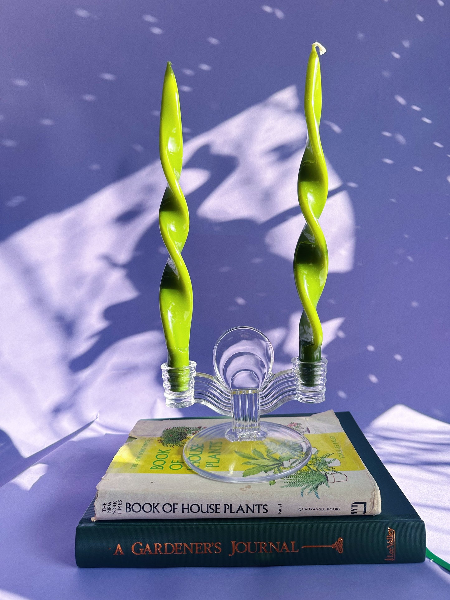 Vintage Art Deco Candlestick Holder Crystal Glass