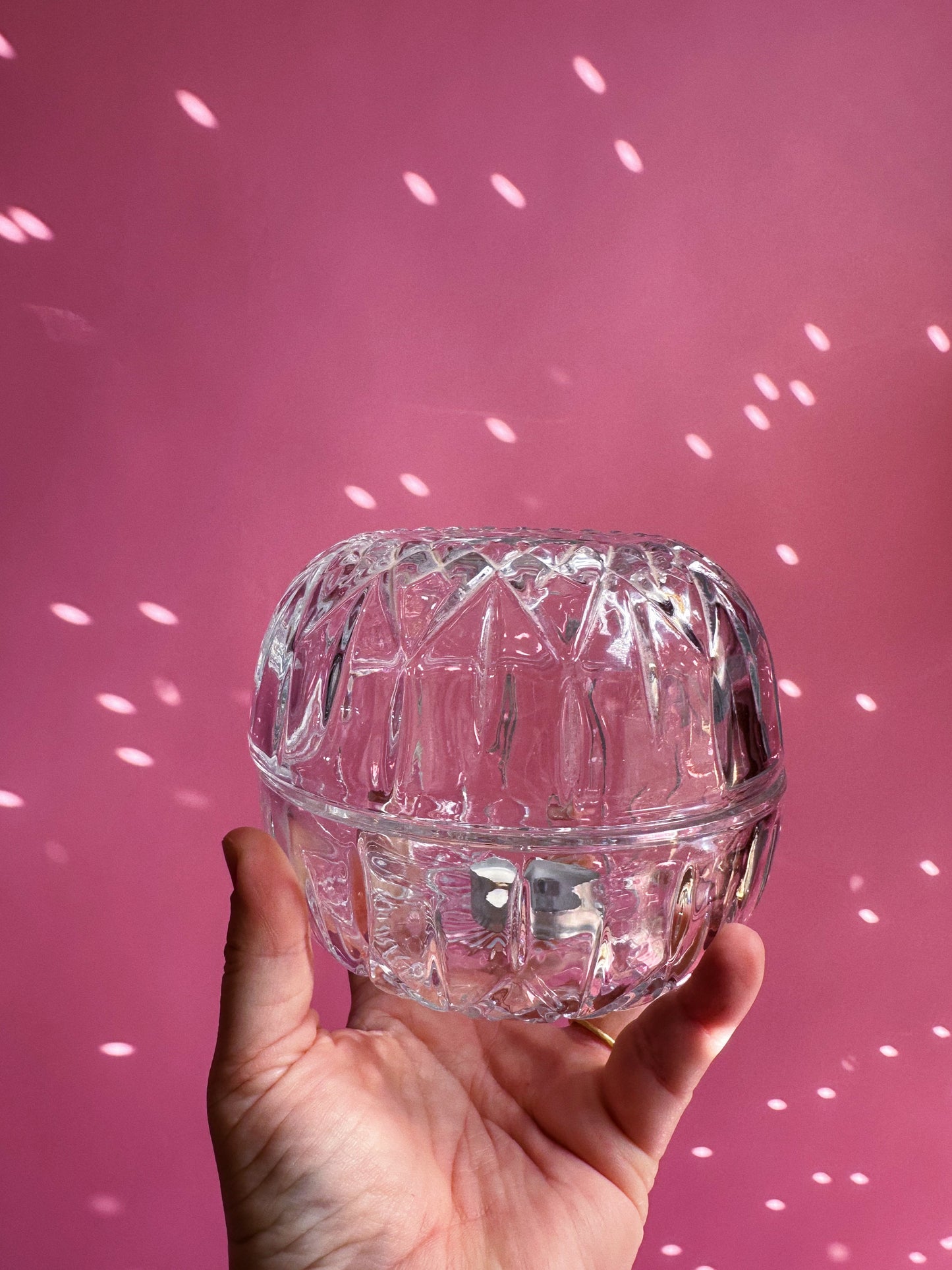 Homco Clear Glass Fairy Lamp Votive Cubist Style Candle Holder 2-Piece Vintage