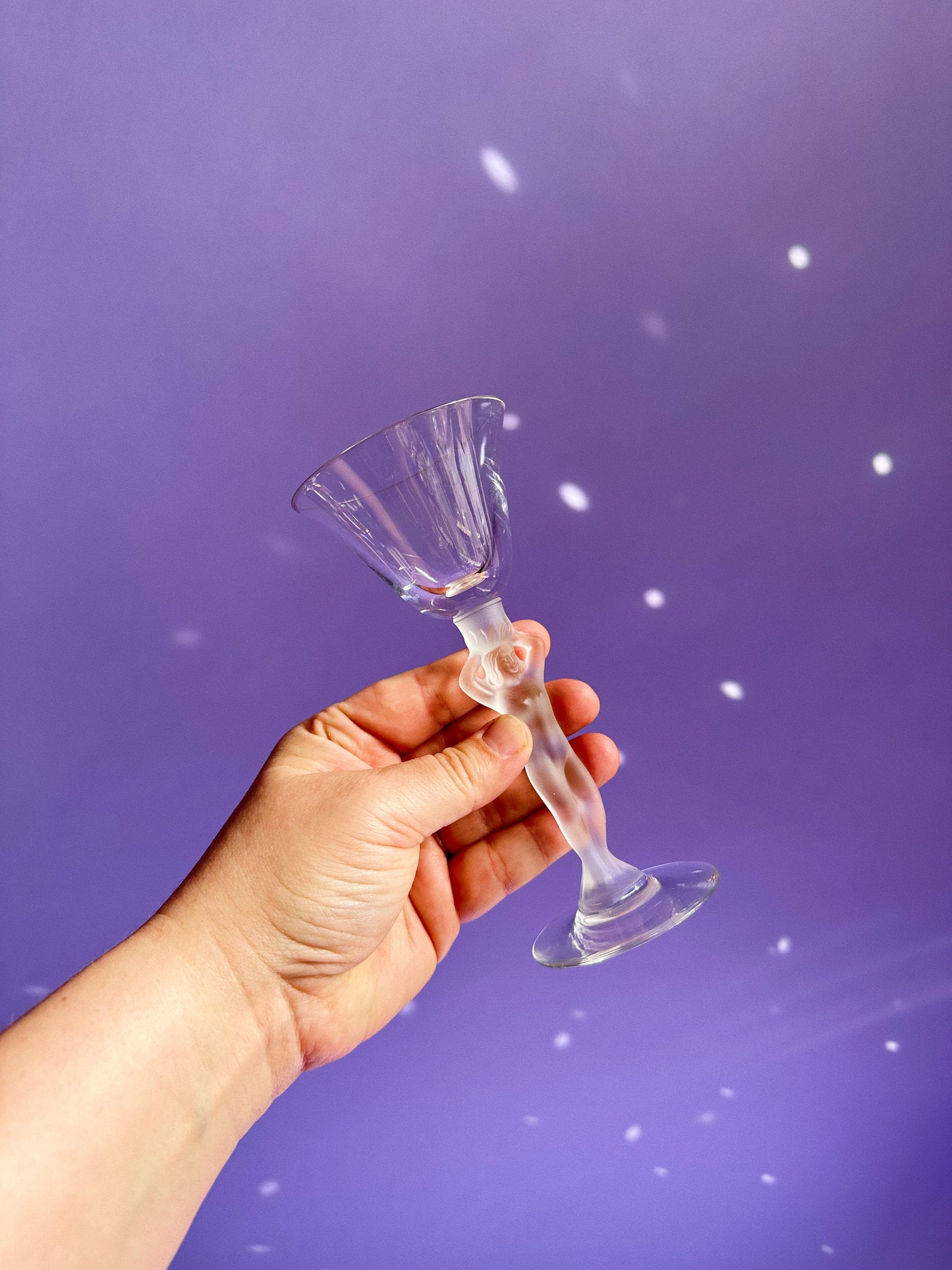 Bayel French Art Deco Crystal Cocktail/Wine Glass Nude Woman Stem