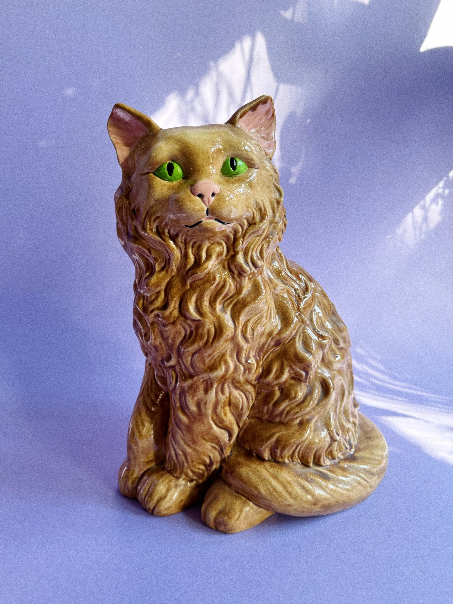 1970s Glazed Ceramic Orange Cat “Ruffles” Sculpture