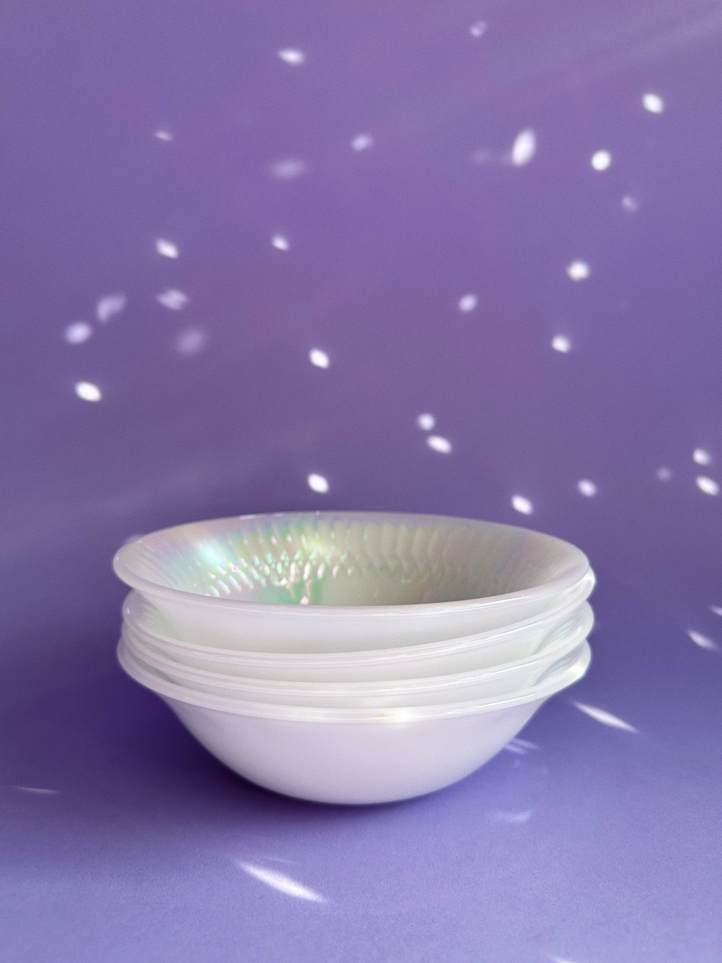 Set of 4 Vintage Iridescent Moonglow Federal Glass Cereal Bowls