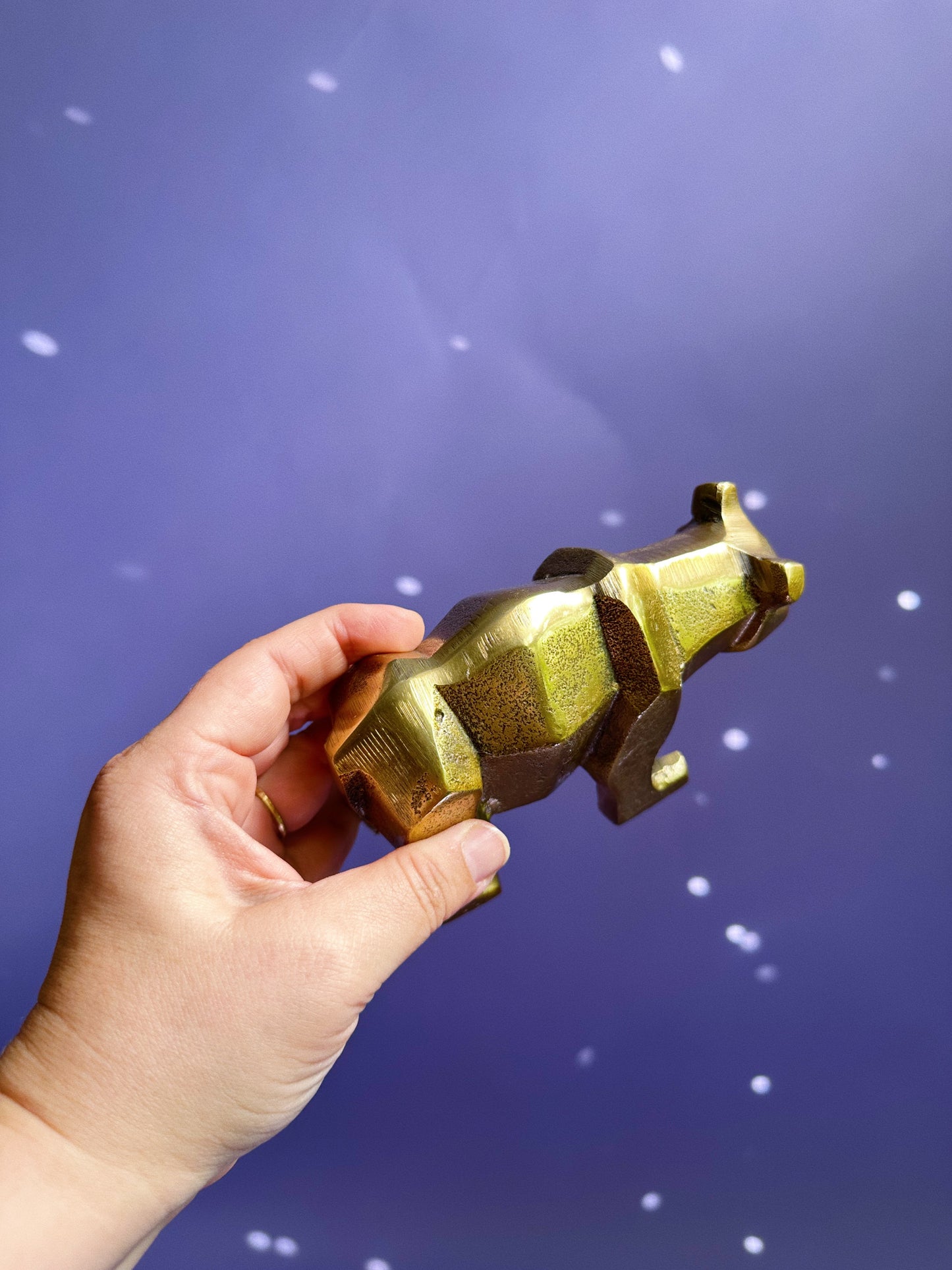 Cubist Brass Metal Bear Figure Art Sculpture Figurine