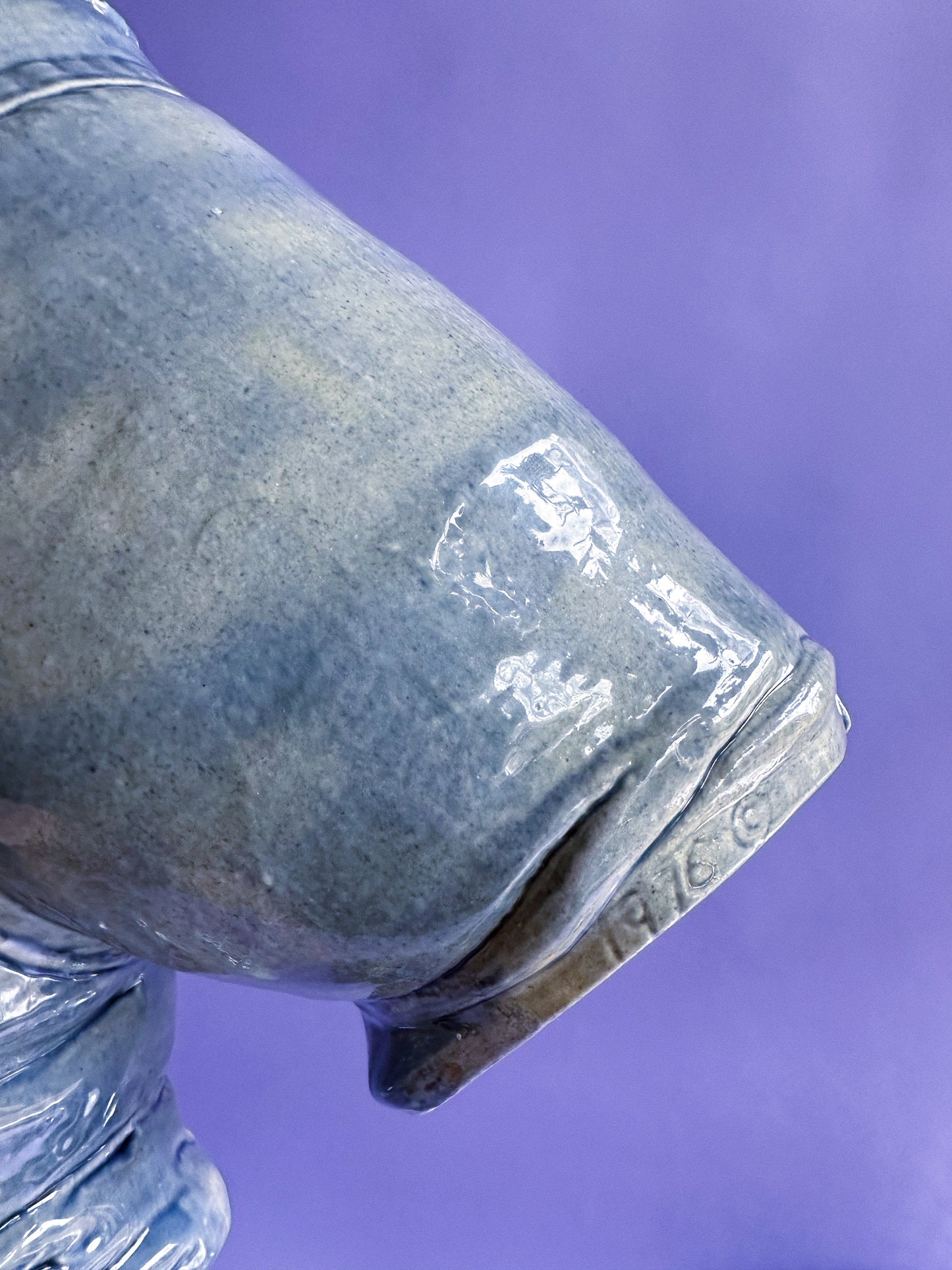 Vintage Ceramic Glazed Blue Jeans Vase 1976