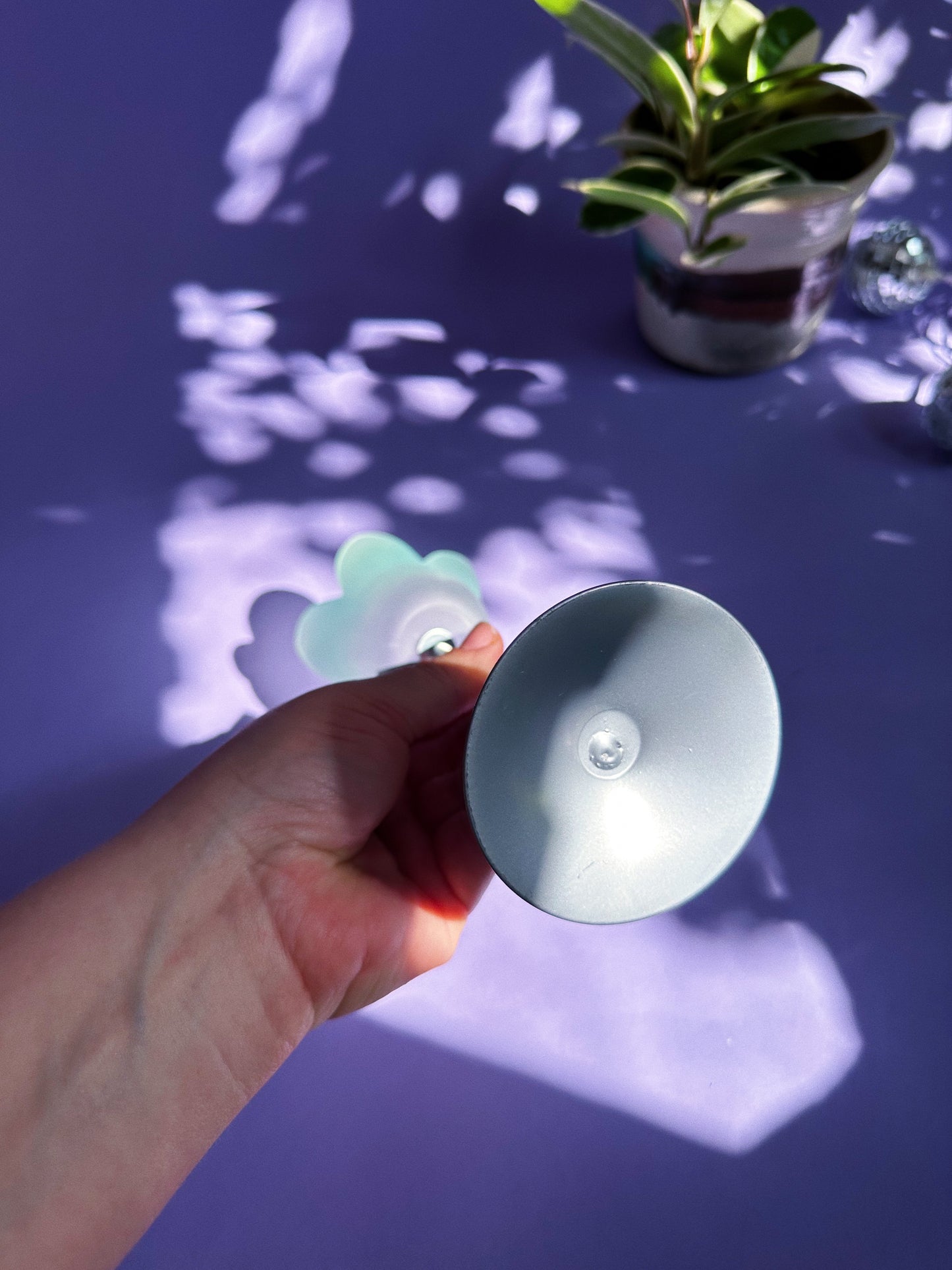 Vintage Glass & Metal Blue Frosted Tulip Tealight Candle Holder