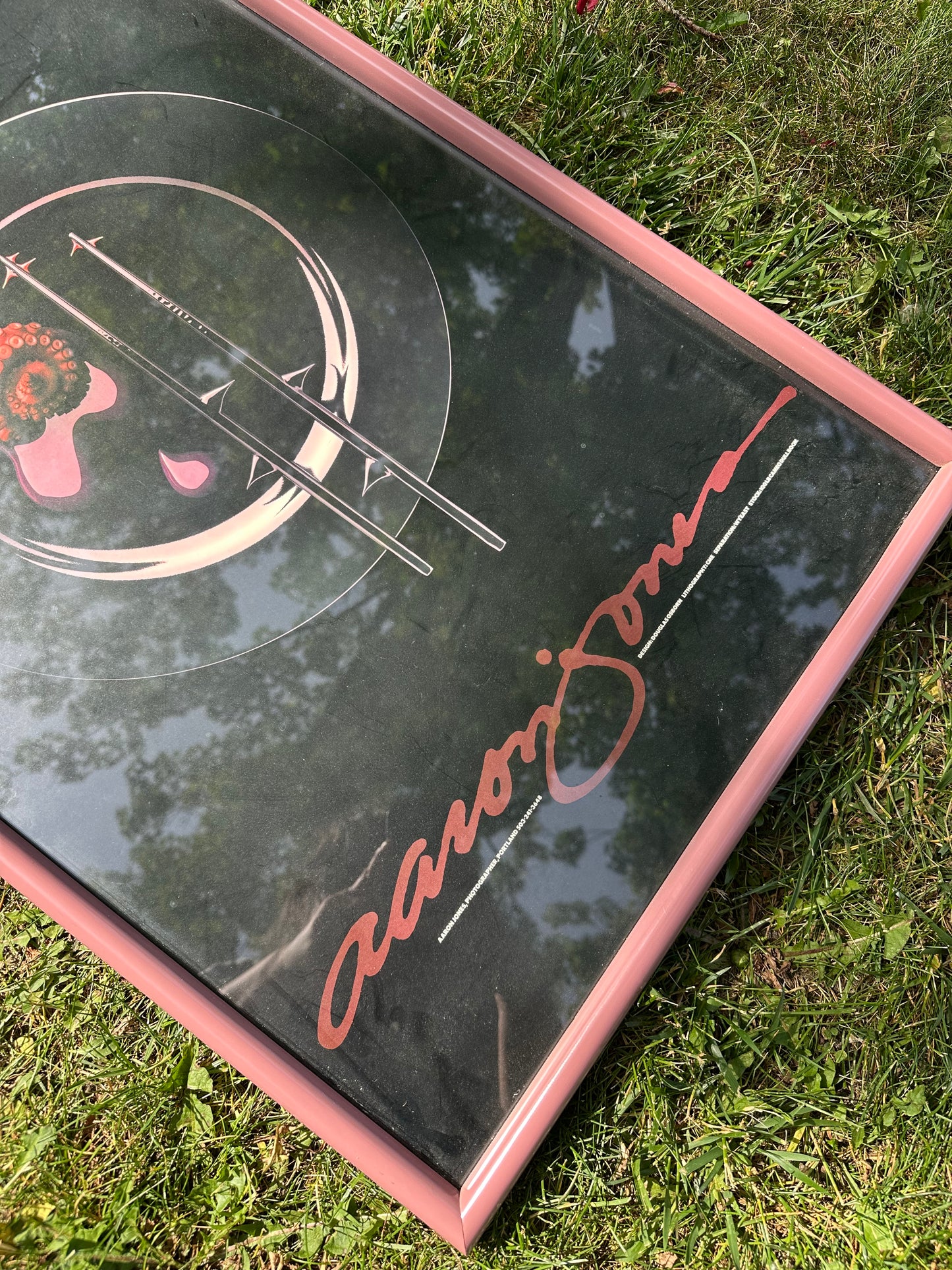 Vintage Post Modern Dusty Rose Framed Aaron Jones Food Squid Art Print