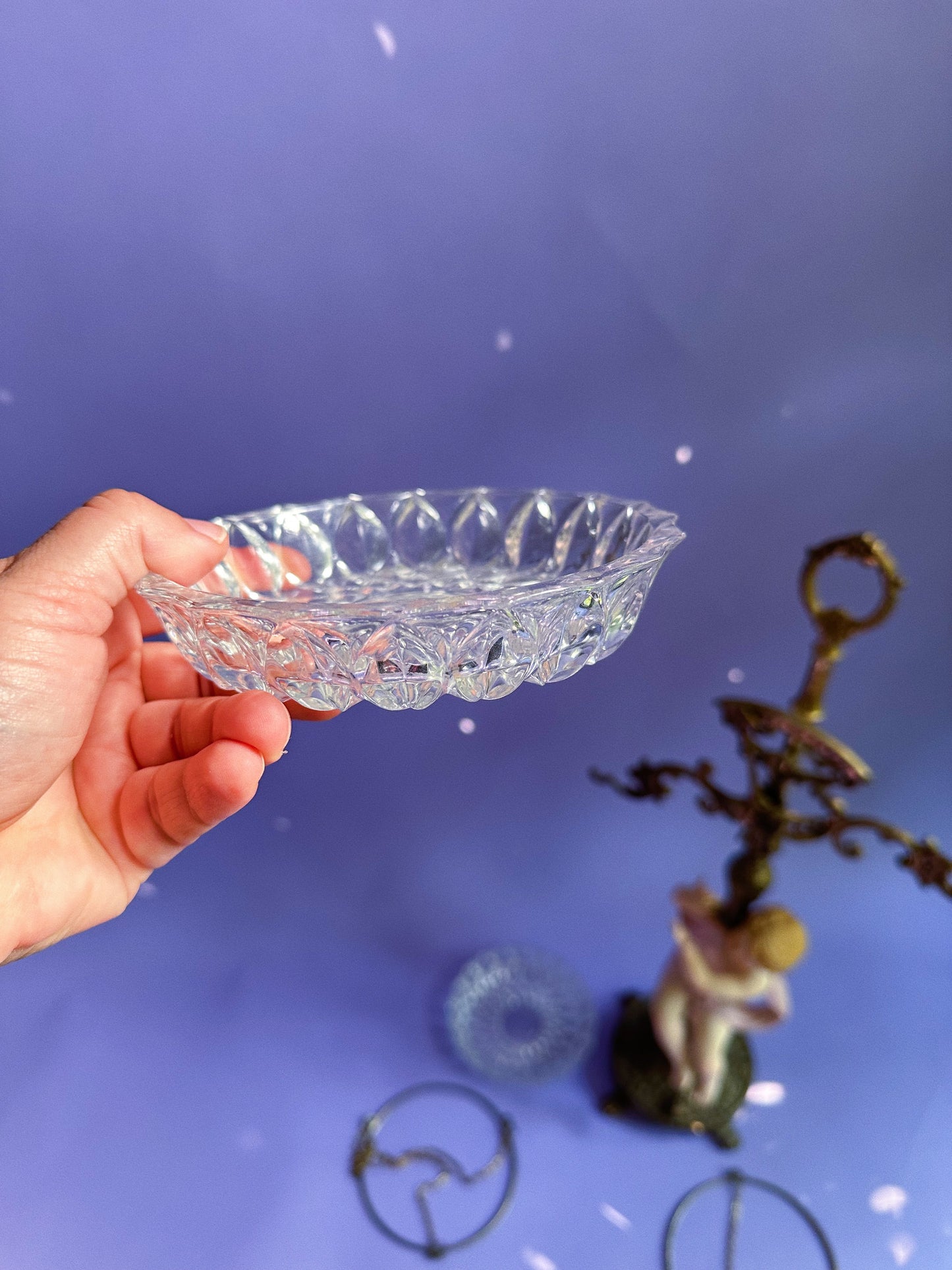 Vintage Large Brass Crystal Prisms Balance-Scales of Justice 24.5”H Cherub