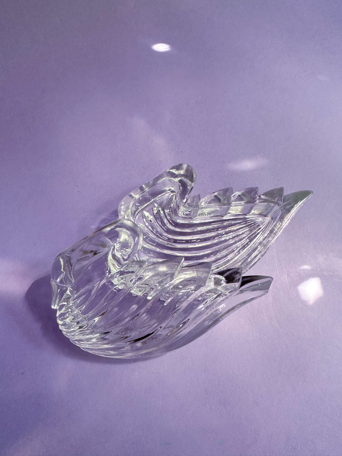 Vintage Crystal Swan Trinket Lidded Dish