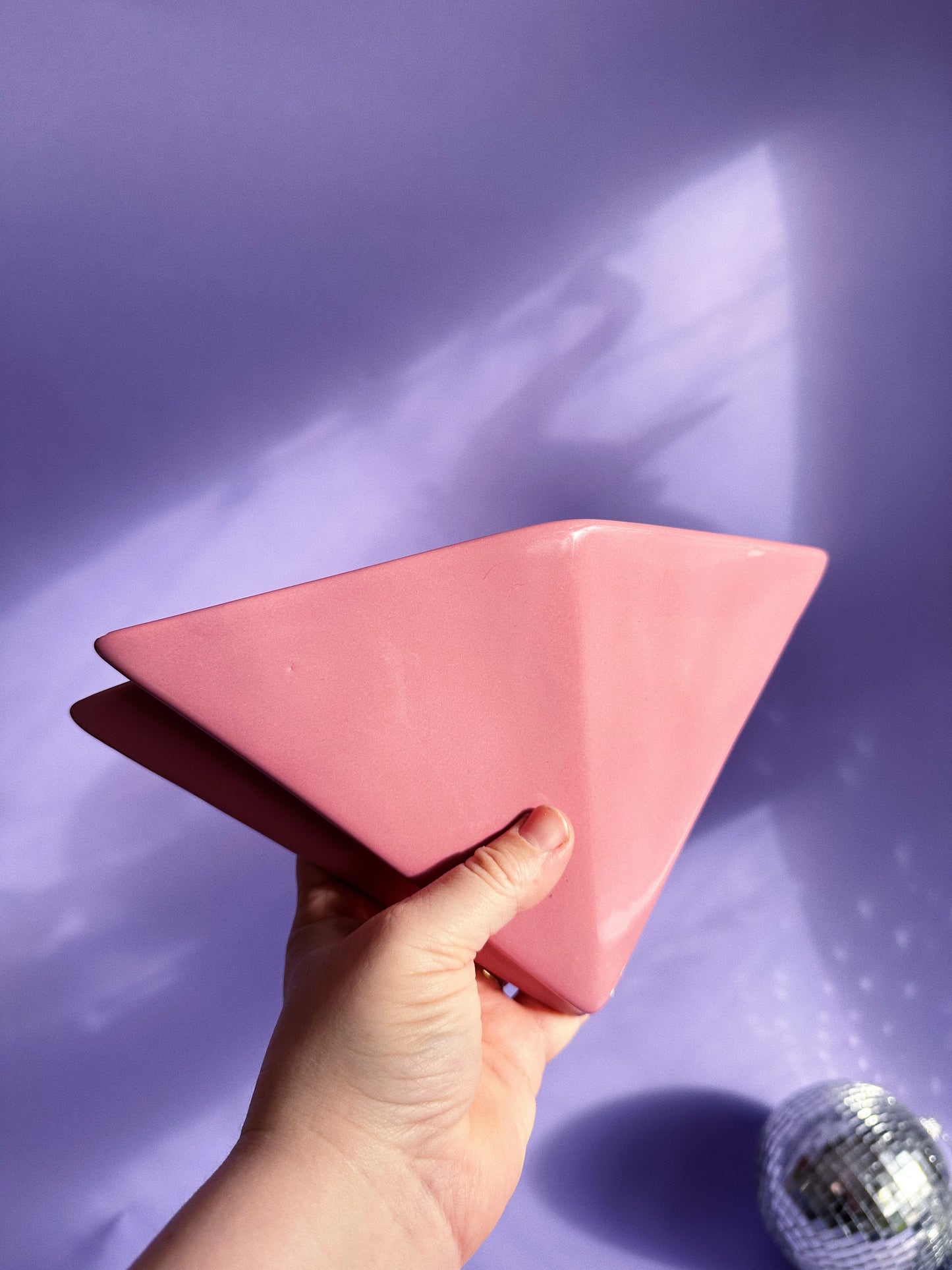 Vintage Post Modern Ceramic Dusty Rose Wall Pocket