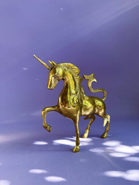Vintage Large Heavy Solid Brass Unicorn Sculpture
