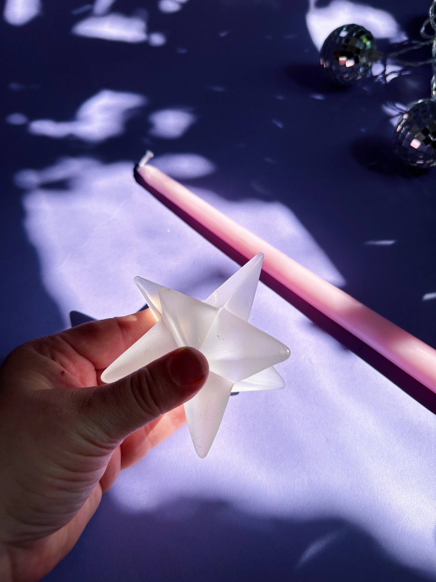 Frosted Glass Starbust Candlestick for Taper Candles