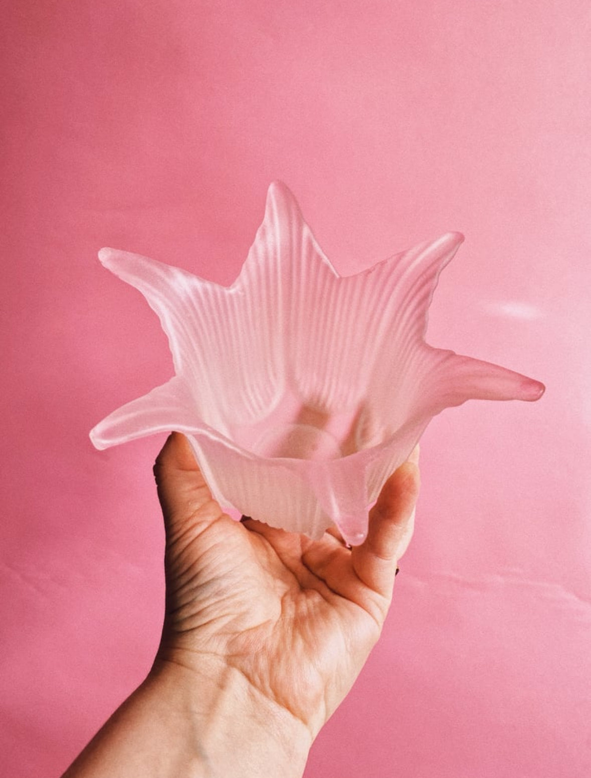 Frosted Pink Ombré Glass Tealight Holder