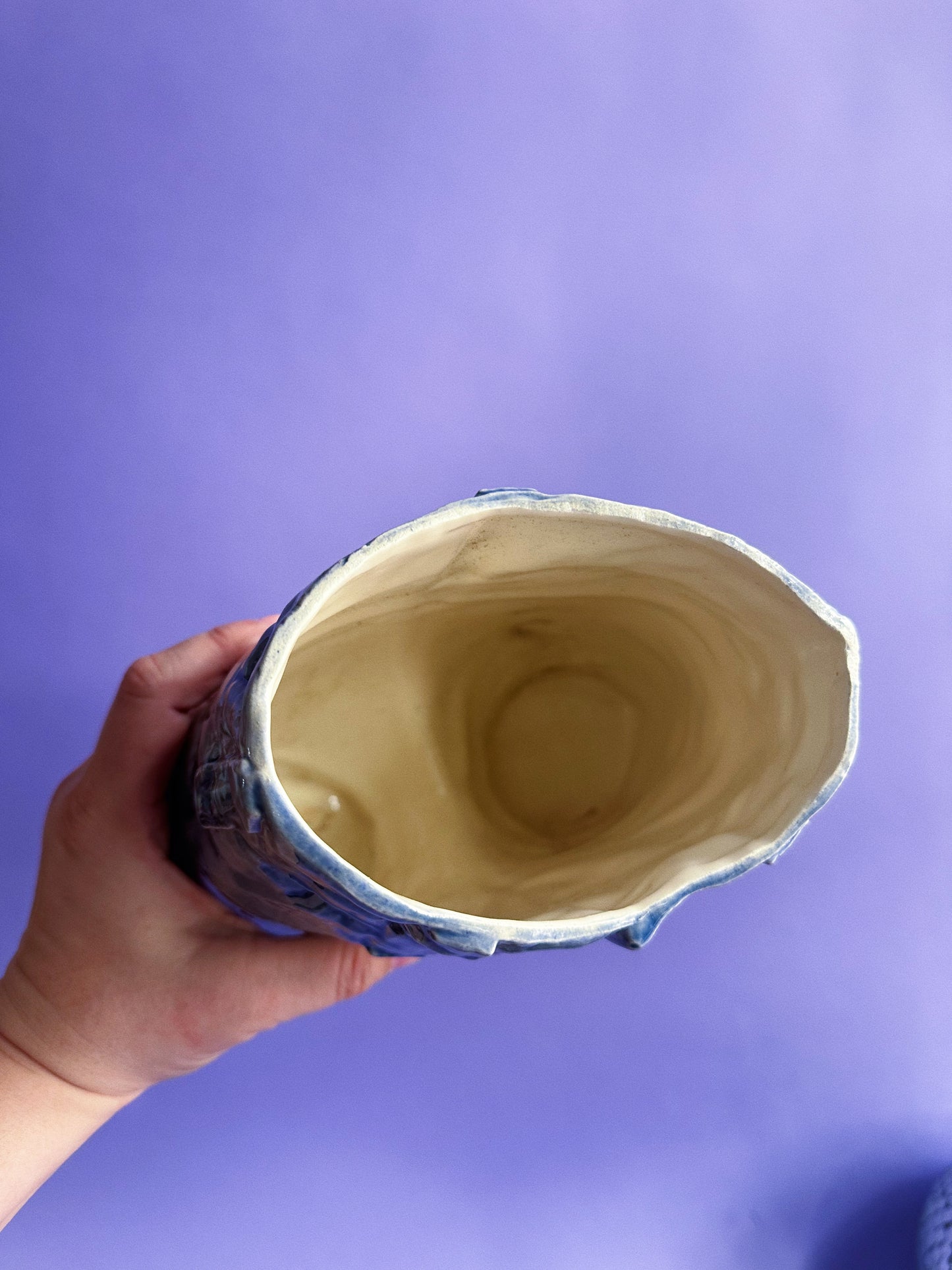 Vintage Ceramic Glazed Blue Jeans Vase 1976