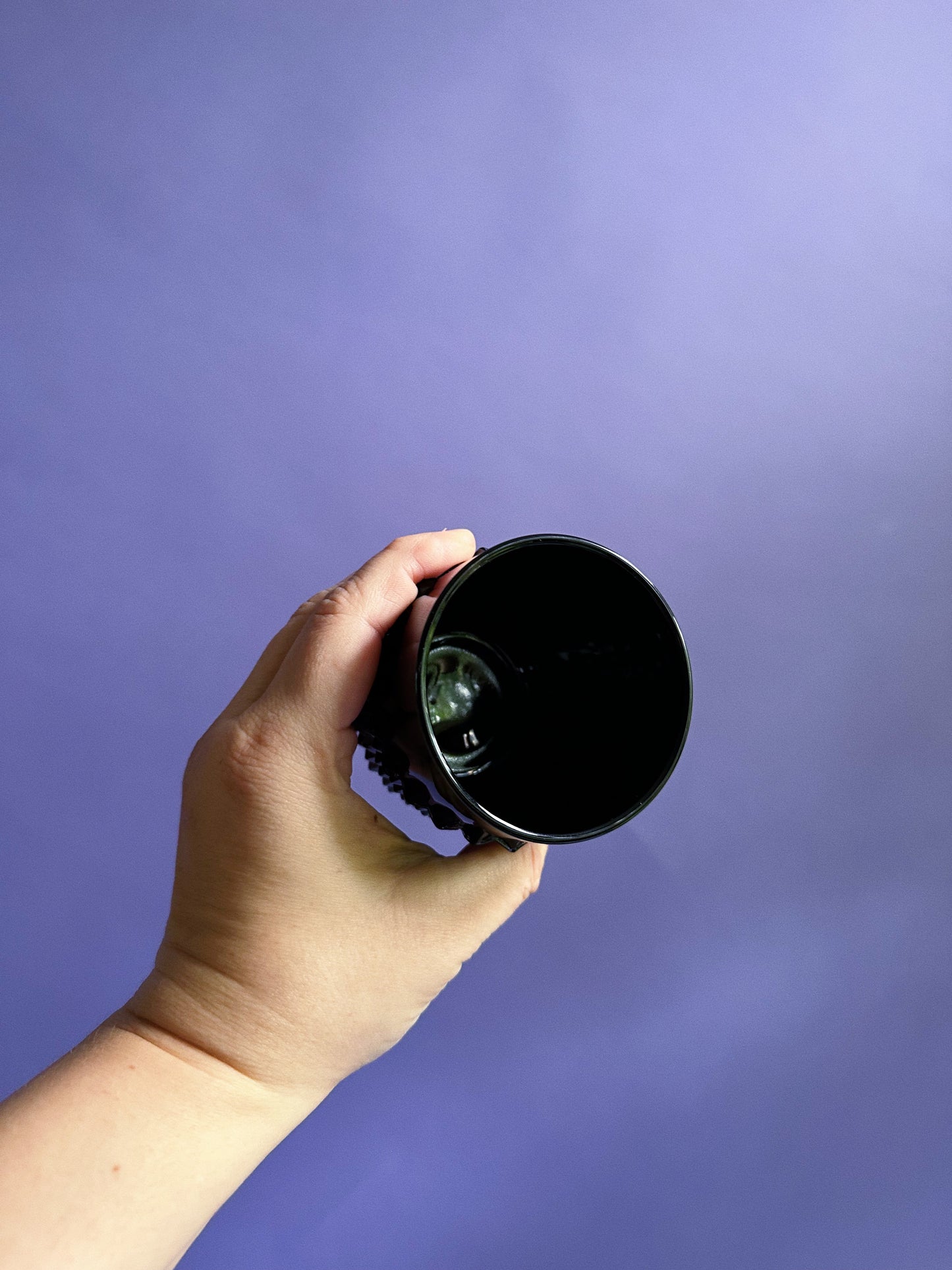 Vintage Indiana Tiara Black Glass 5 Lowball Drink Glasses, Diamond Point