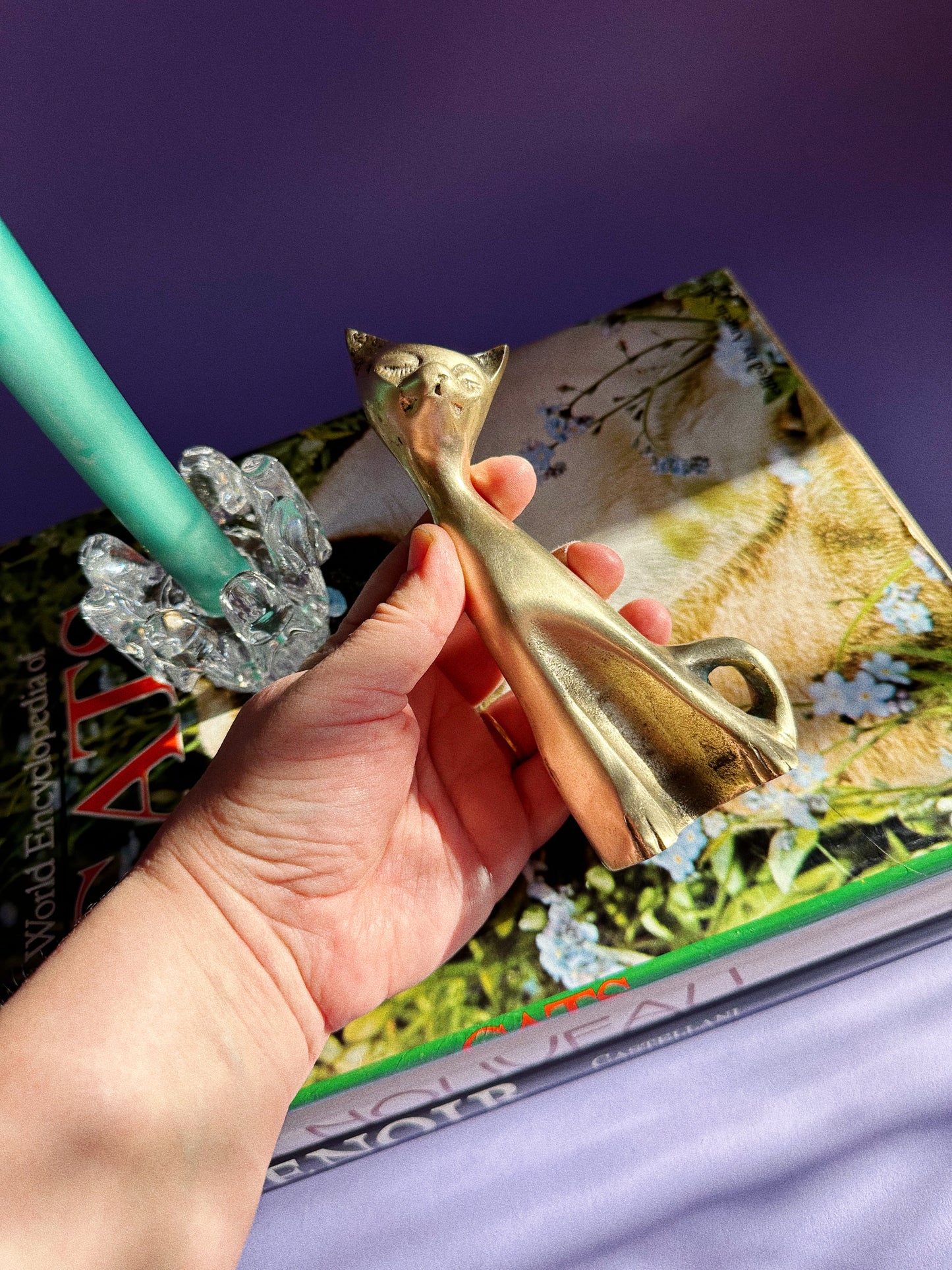 Vintage Brass Cat Sculpture