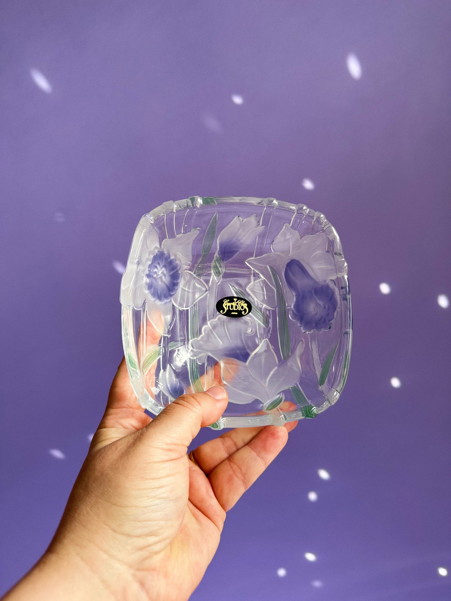 Vintage Crystal Clear Studios Purple Floral 5 Pc Bowl Set