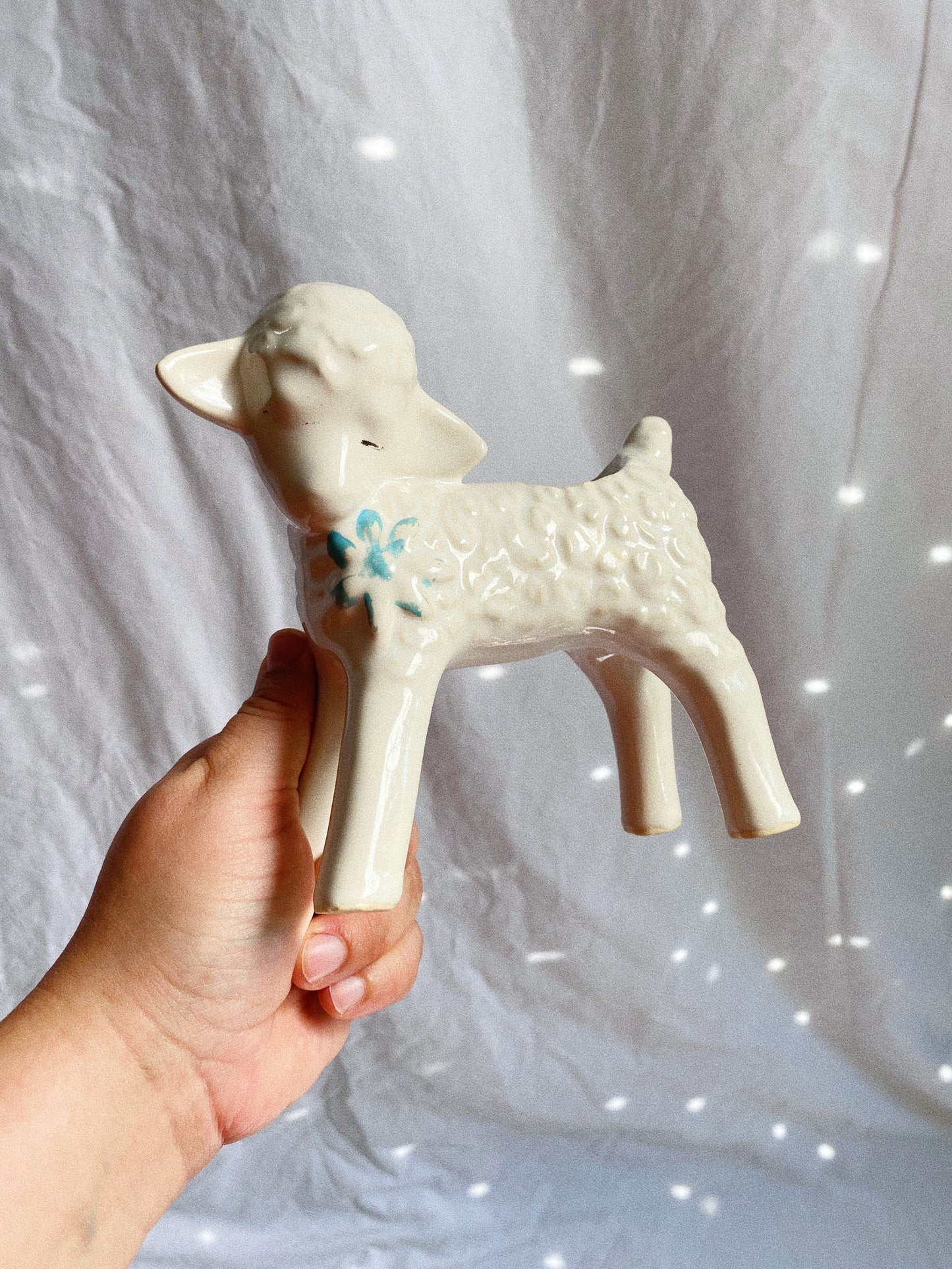 Vintage Nelson McCoy Pottery No. F51 Mold White Lamb 6" Planter c. 1950s