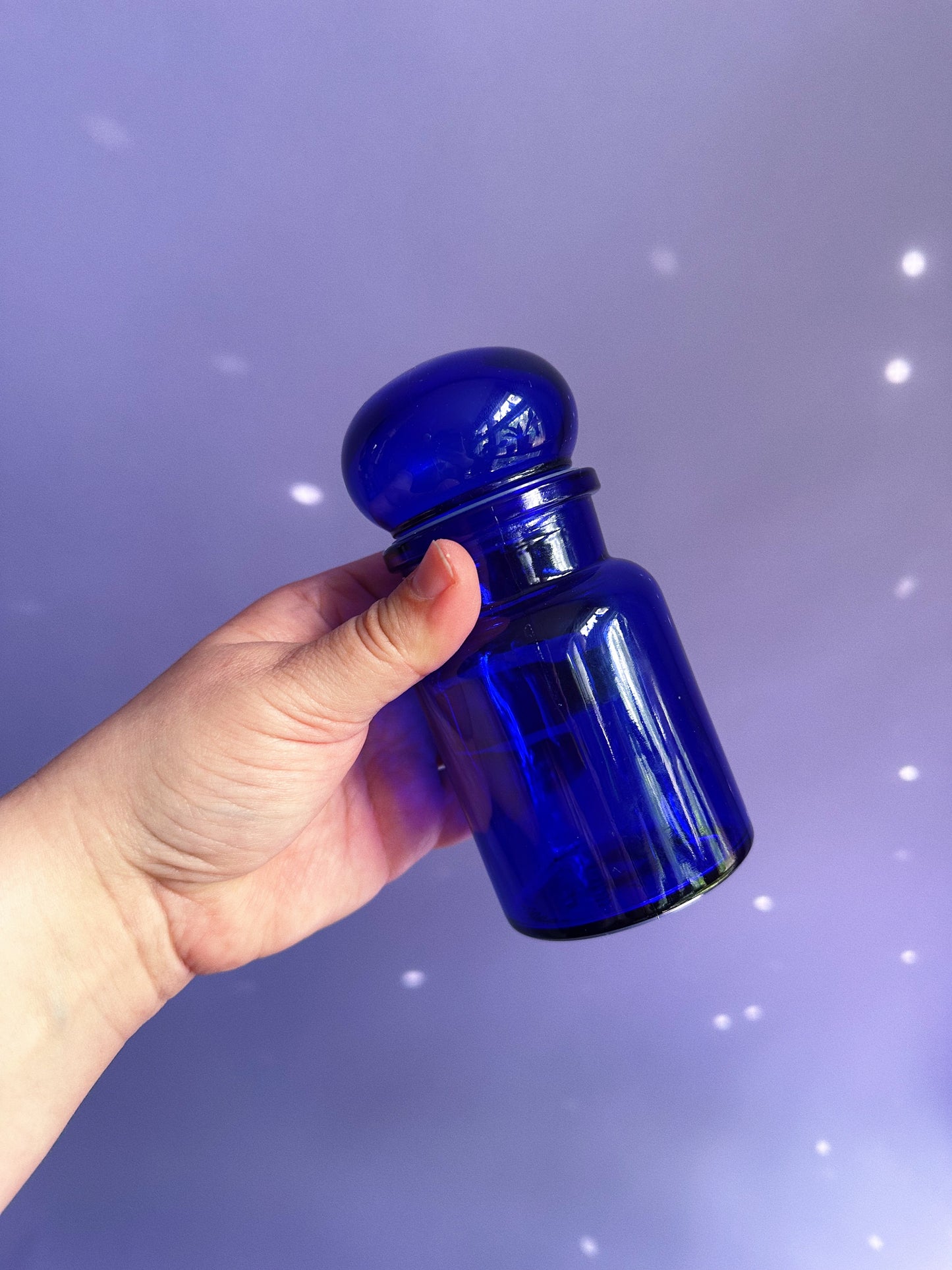 Vintage Apothecary Chemist Cobalt Blue Glass Container/Jar with Bubble Lid Belgium