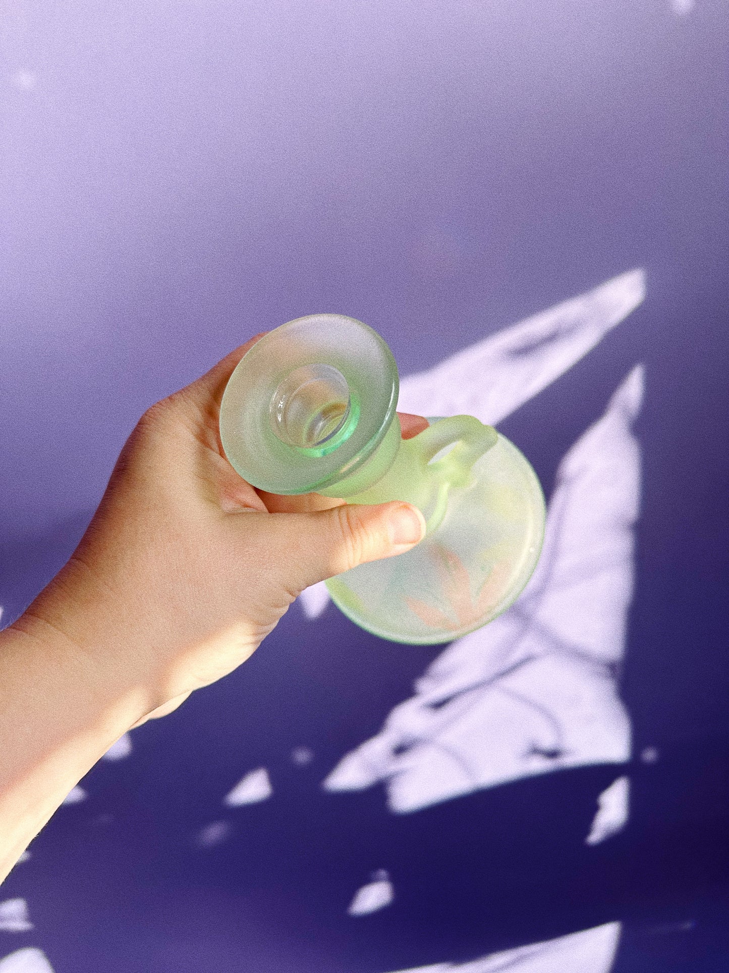 Vintage Italian Green Frosted Glass Candlesticks