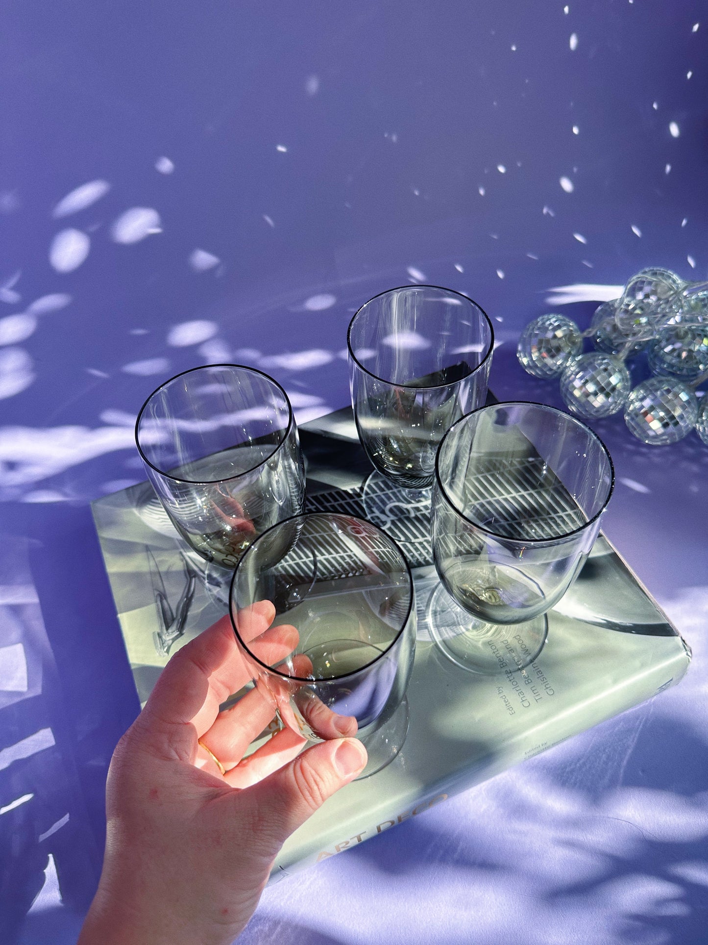 4 BelKraft Moonglo BK1 West German Contemporary Hand Blown Water Goblets