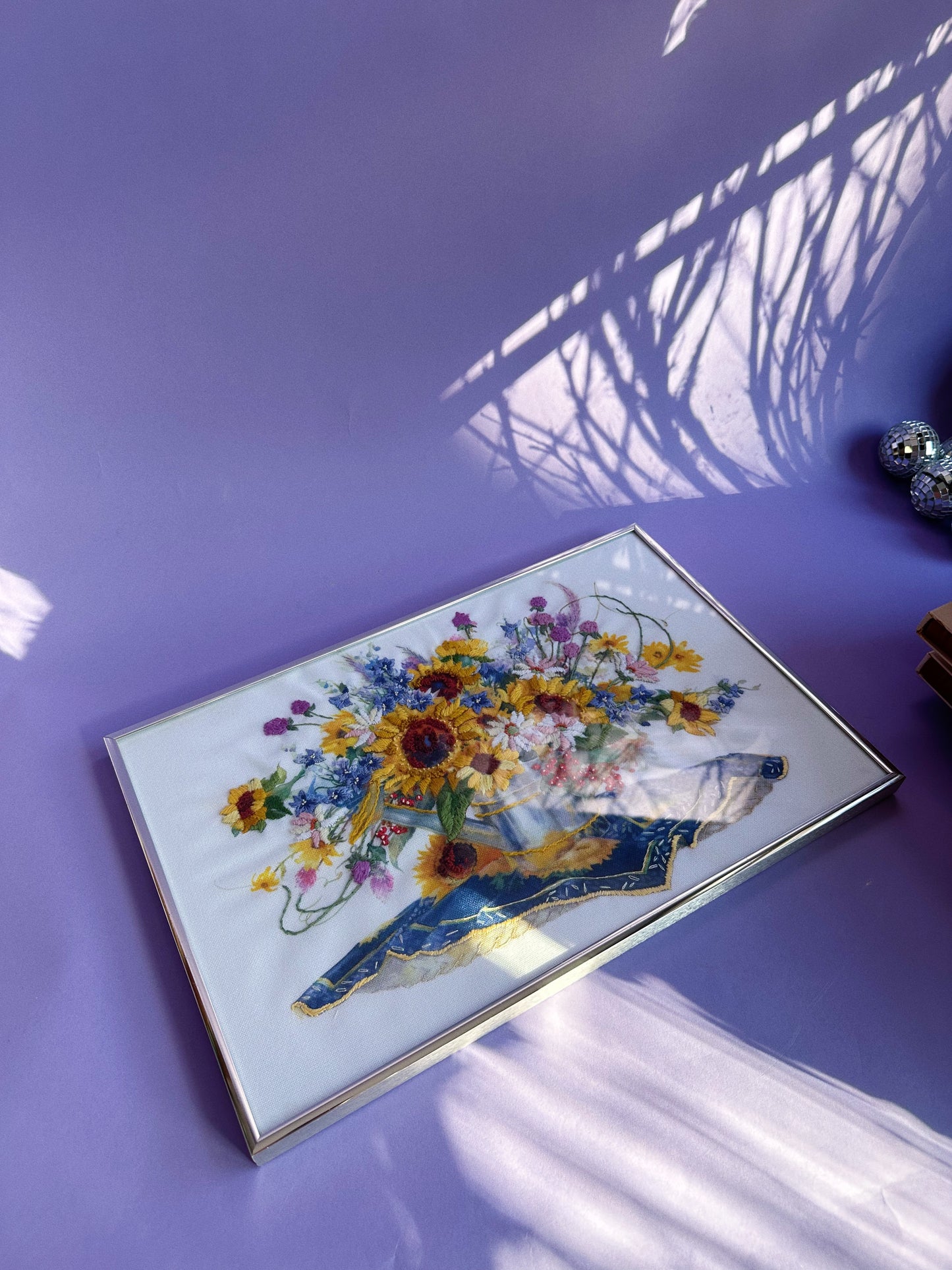 Vintage Sunflower Bouquet Crewel Embroidery Complete Needlepoint