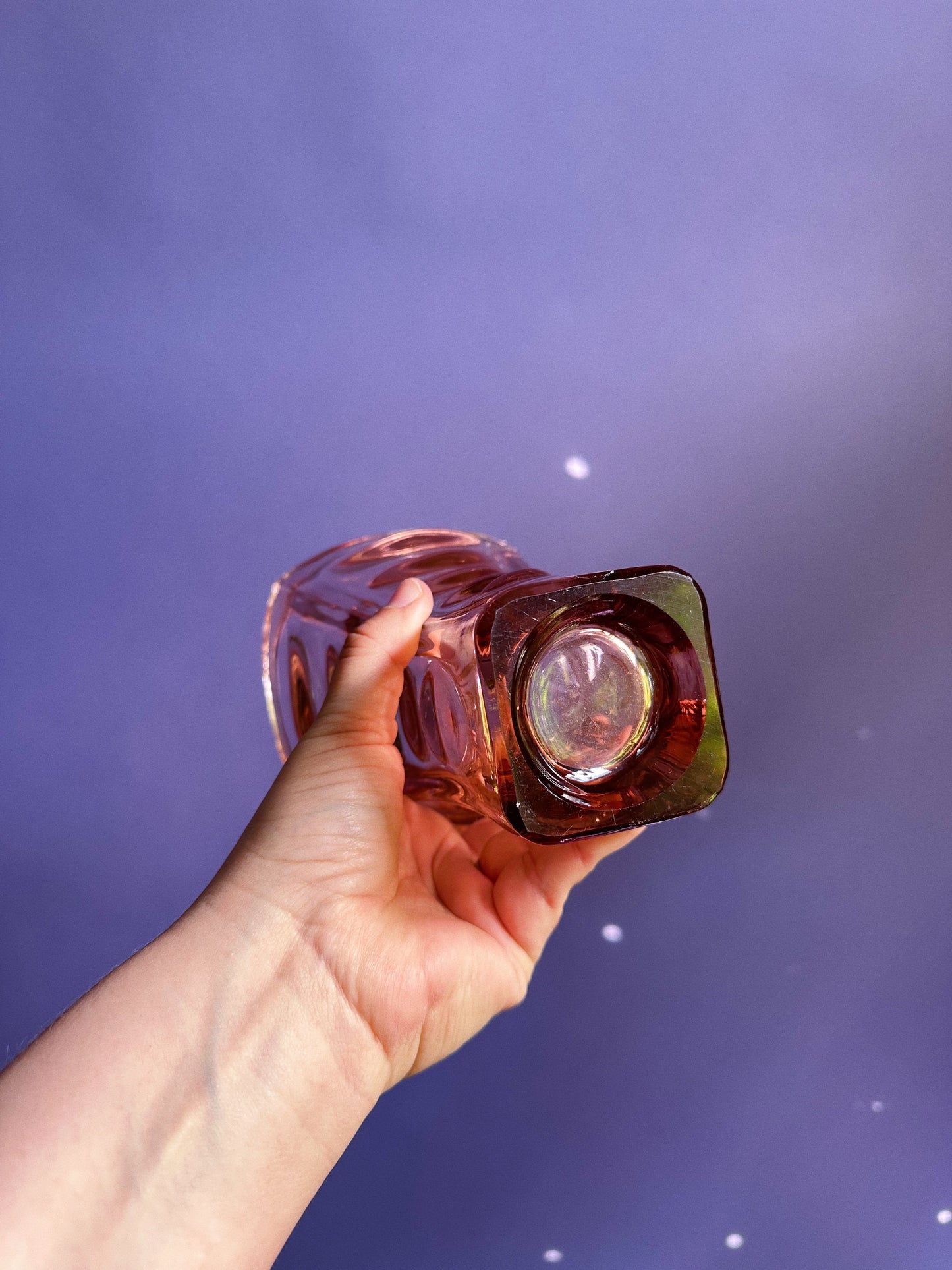 Czech Glass Pink Drapery Vase Vintage