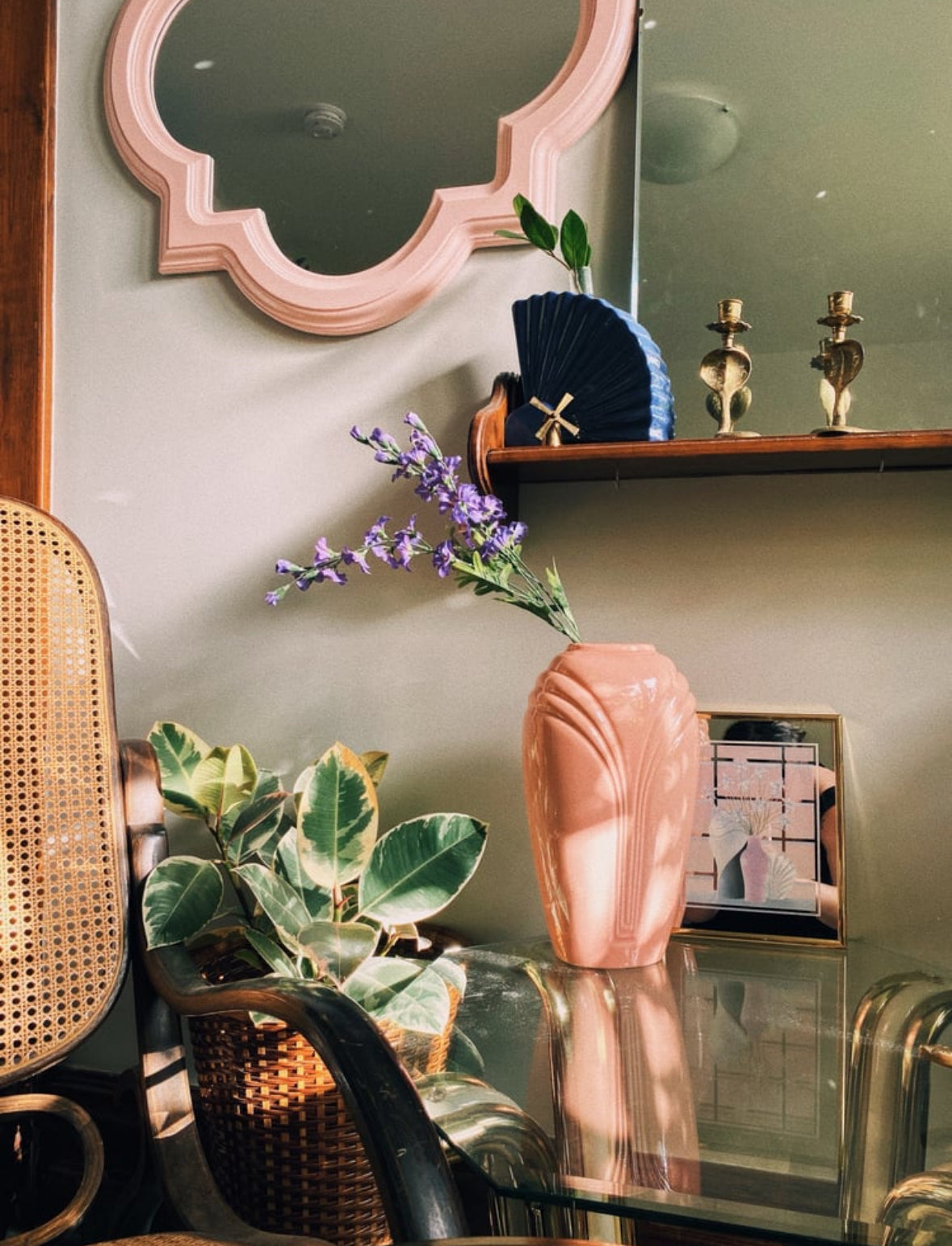 Vintage Ceramic 1980s Pink / Rose Coloured Vase