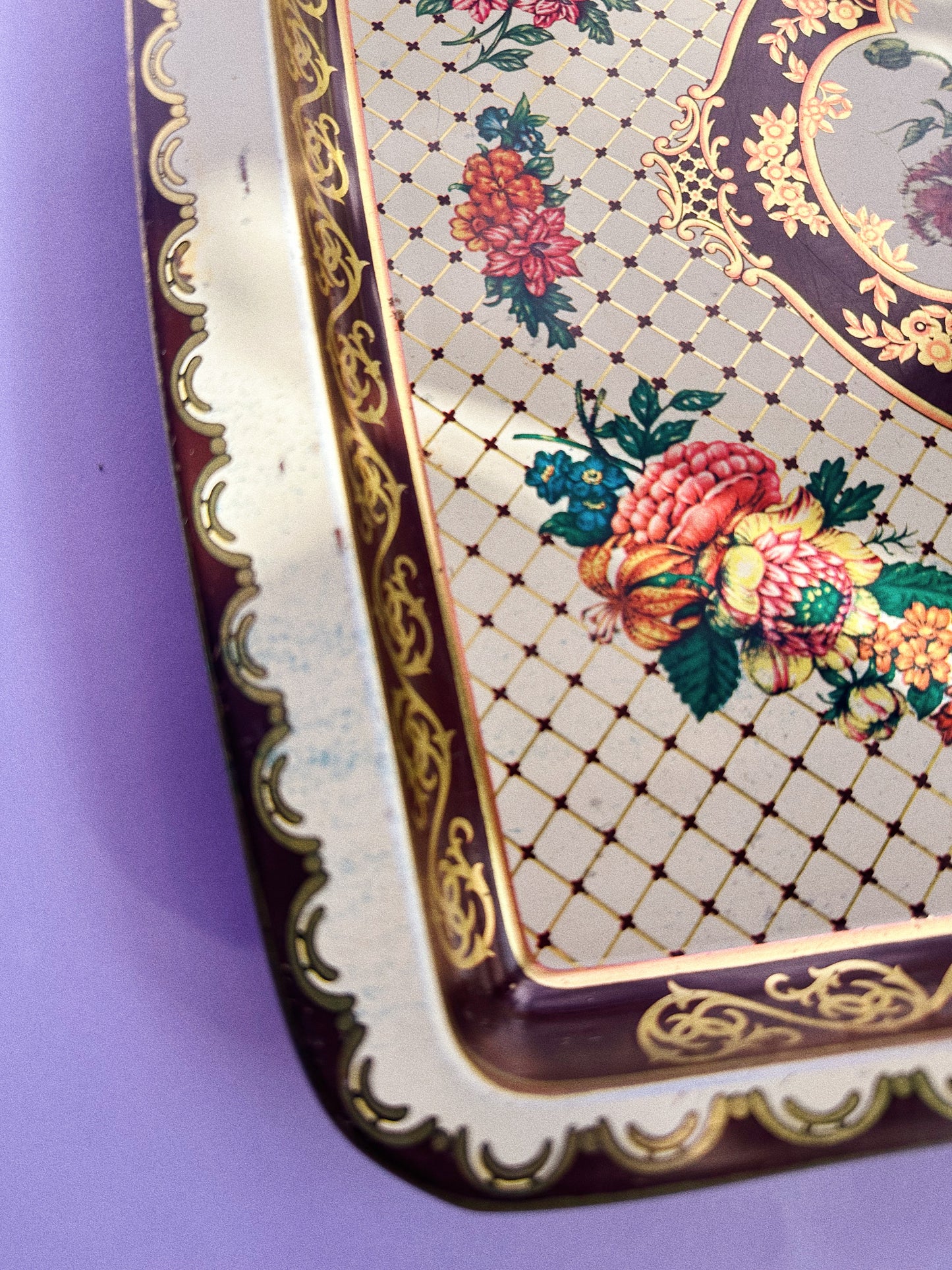 Vintage Daher England Metal Floral Tray