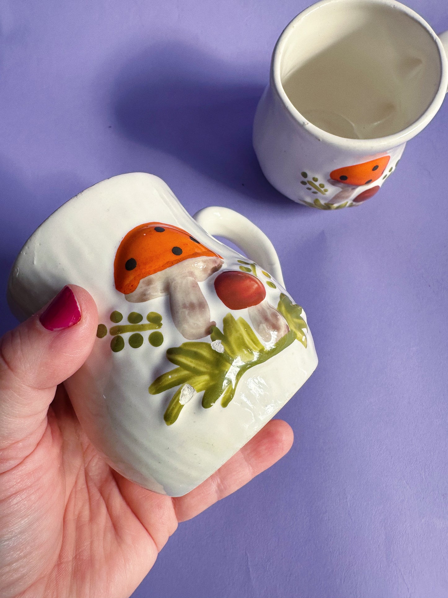 Vintage Pair of Merry Mushroom Coffee Mugs