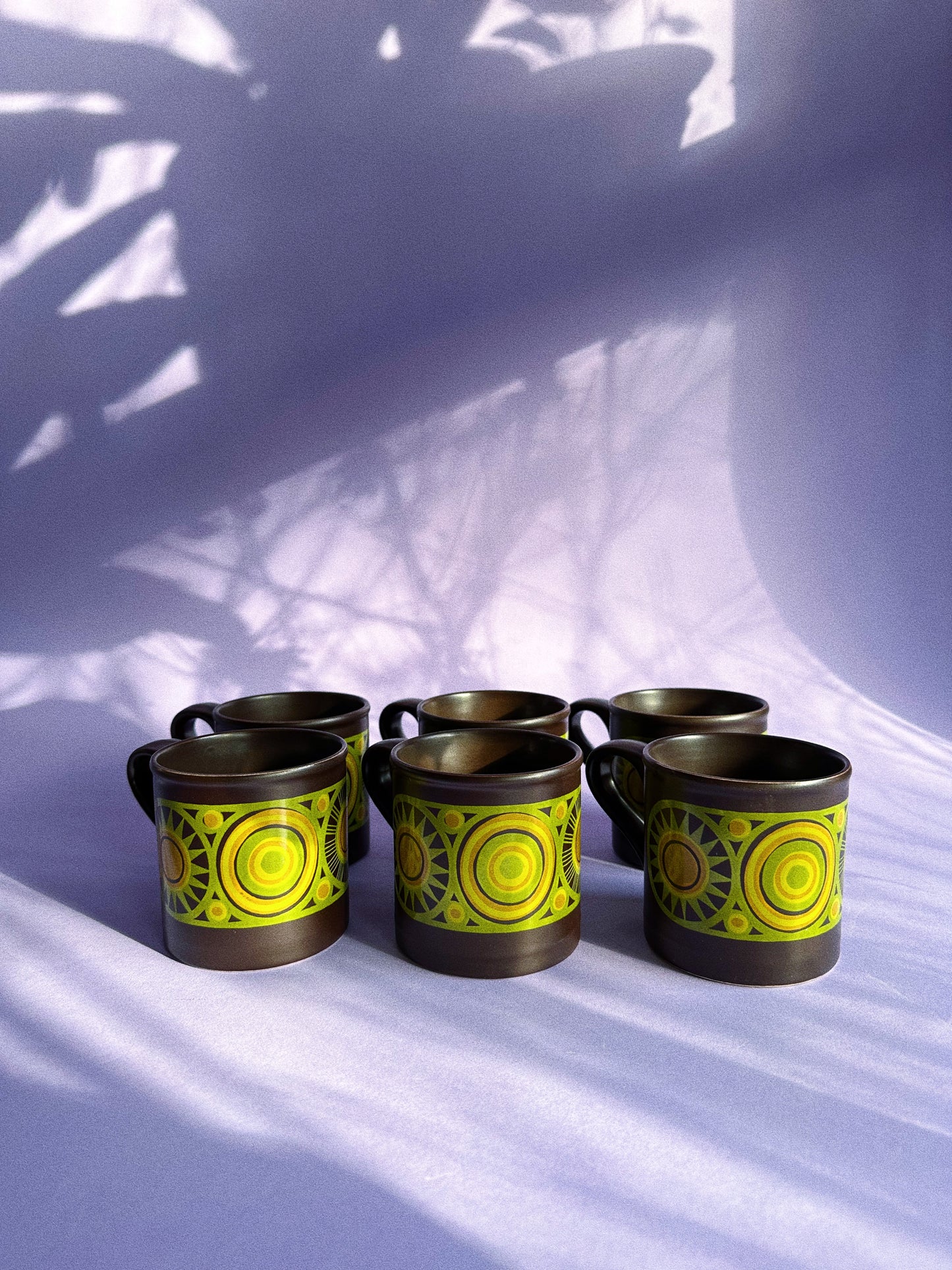 Vintage 1970s Staffordshire England Set of 6 Mugs