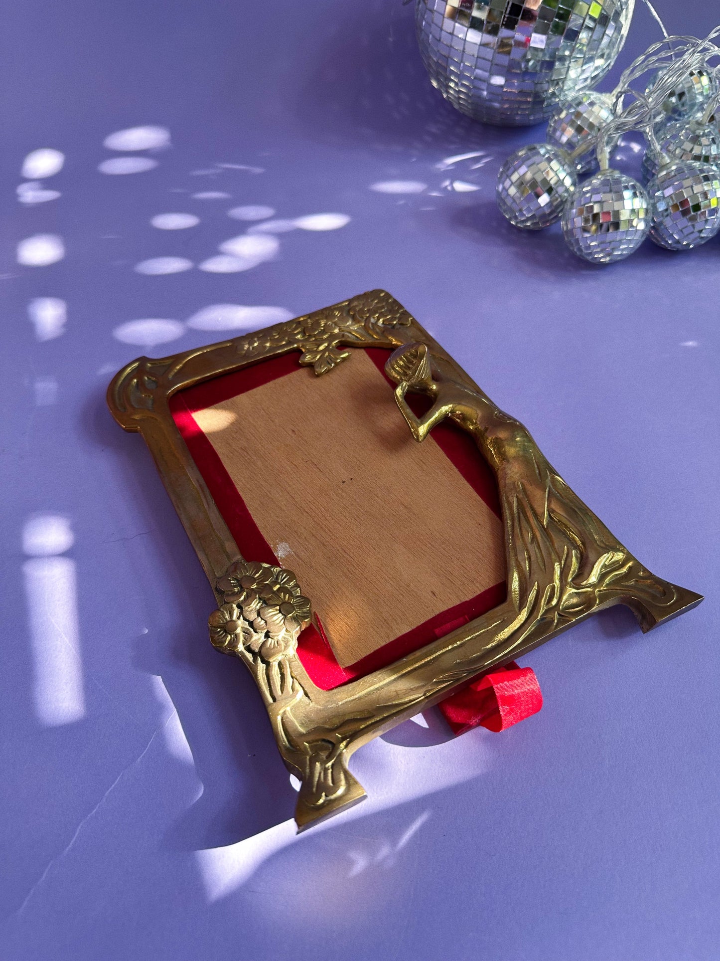 Vintage Art Nouveau Revival Frame Lady by the Lake Brass Solid Heavy