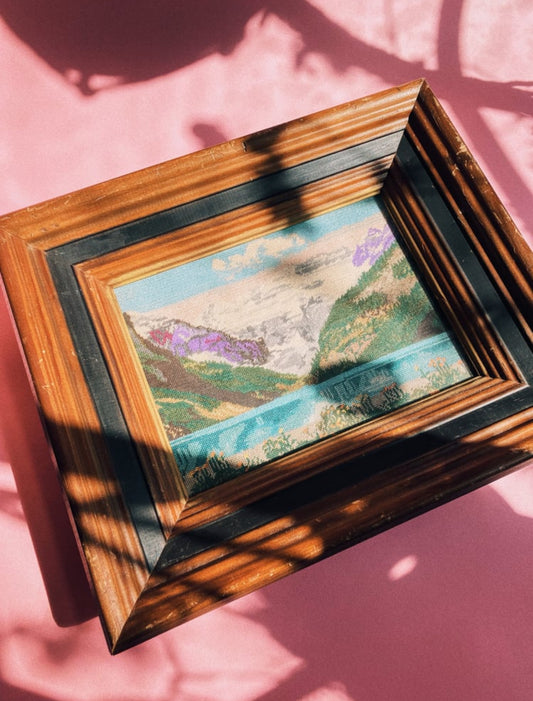 Sweet Vintage Wood Framed Cross Stitch