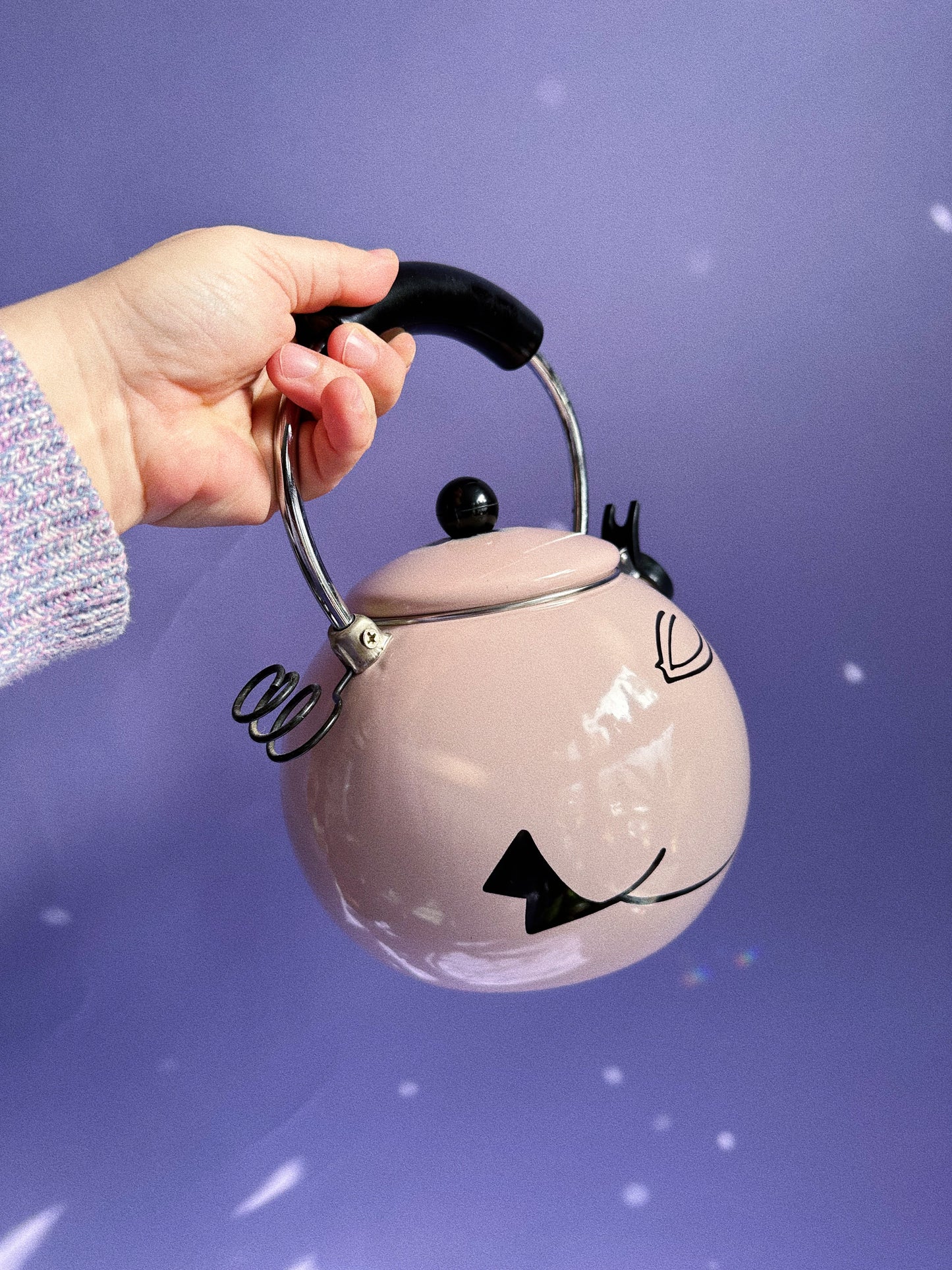 Vintage Kamenstein Pink Pig Whistling Teapot Tea Kettle Piggy Enamel