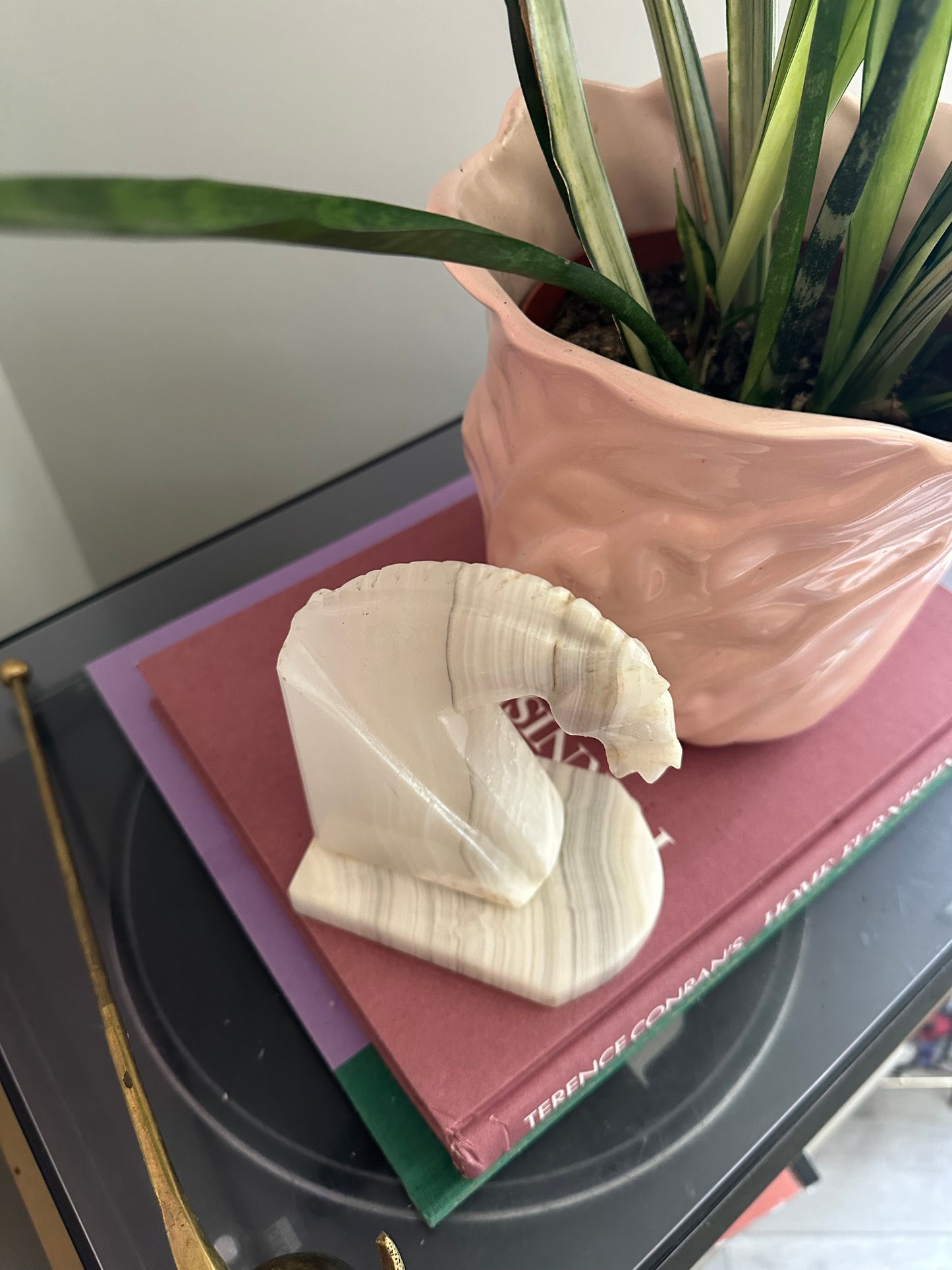 Heavy Vintage Onyx Horse Head Bookend / Sculpture