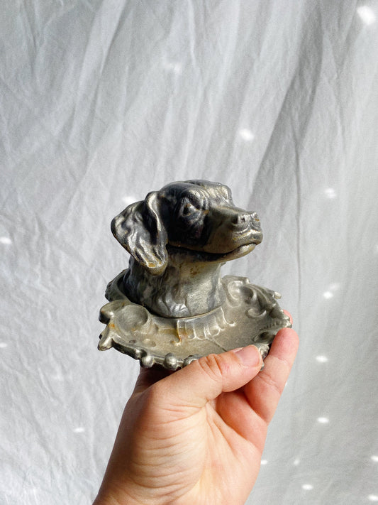 Vintage Metal Hunting Dog Ashtray