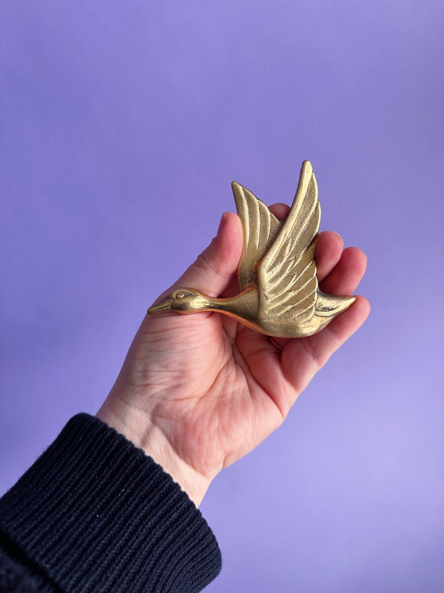 Sweet Little Vintage Flying Brass Bird Wall Hanging