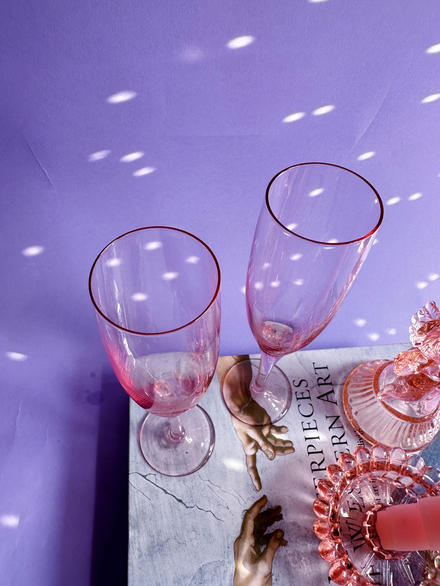 Pair of Gorgeous Pink Champagne Flutes
