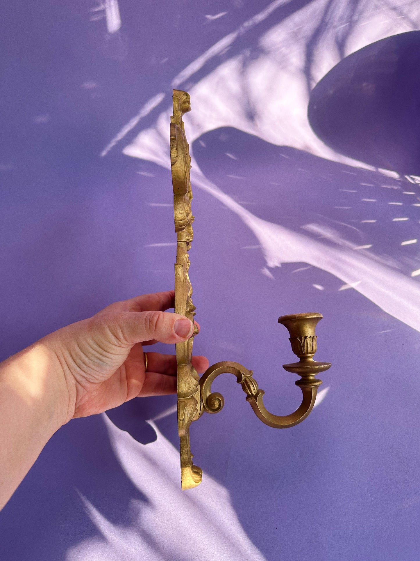 Vintage Gold Burwood Plastic Wall Candle Sconce for Tapers