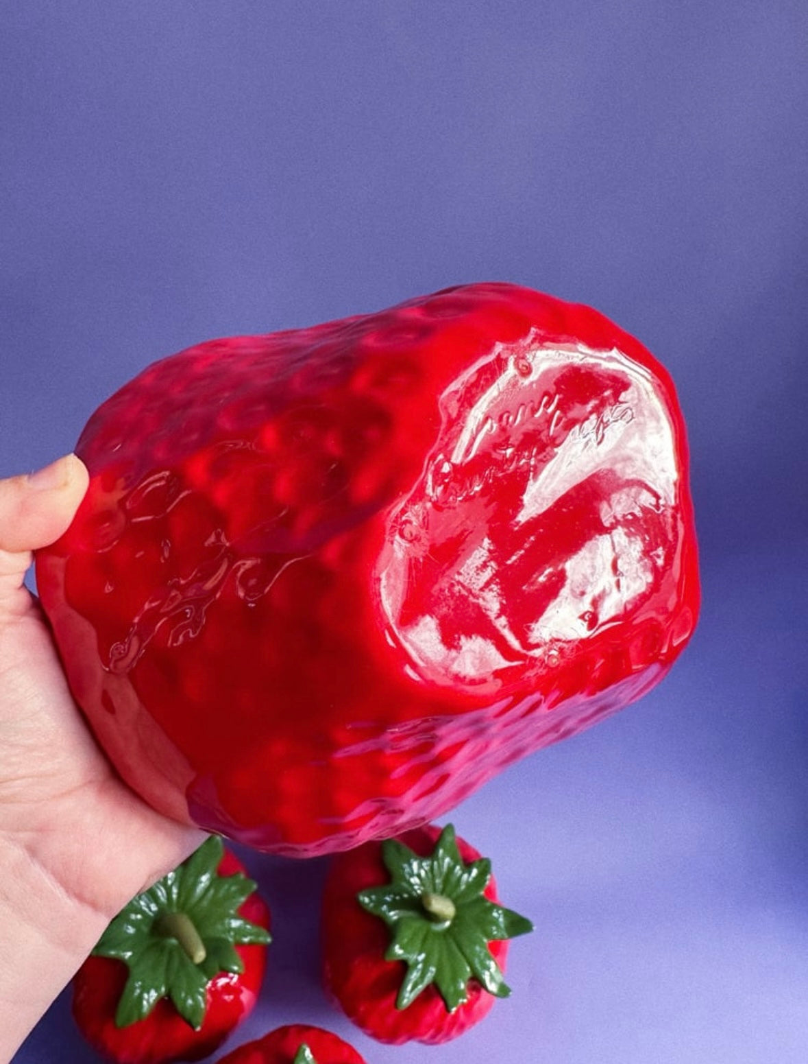 Vintage Set of 4 Ceramic Glazed Strawberry Canisters