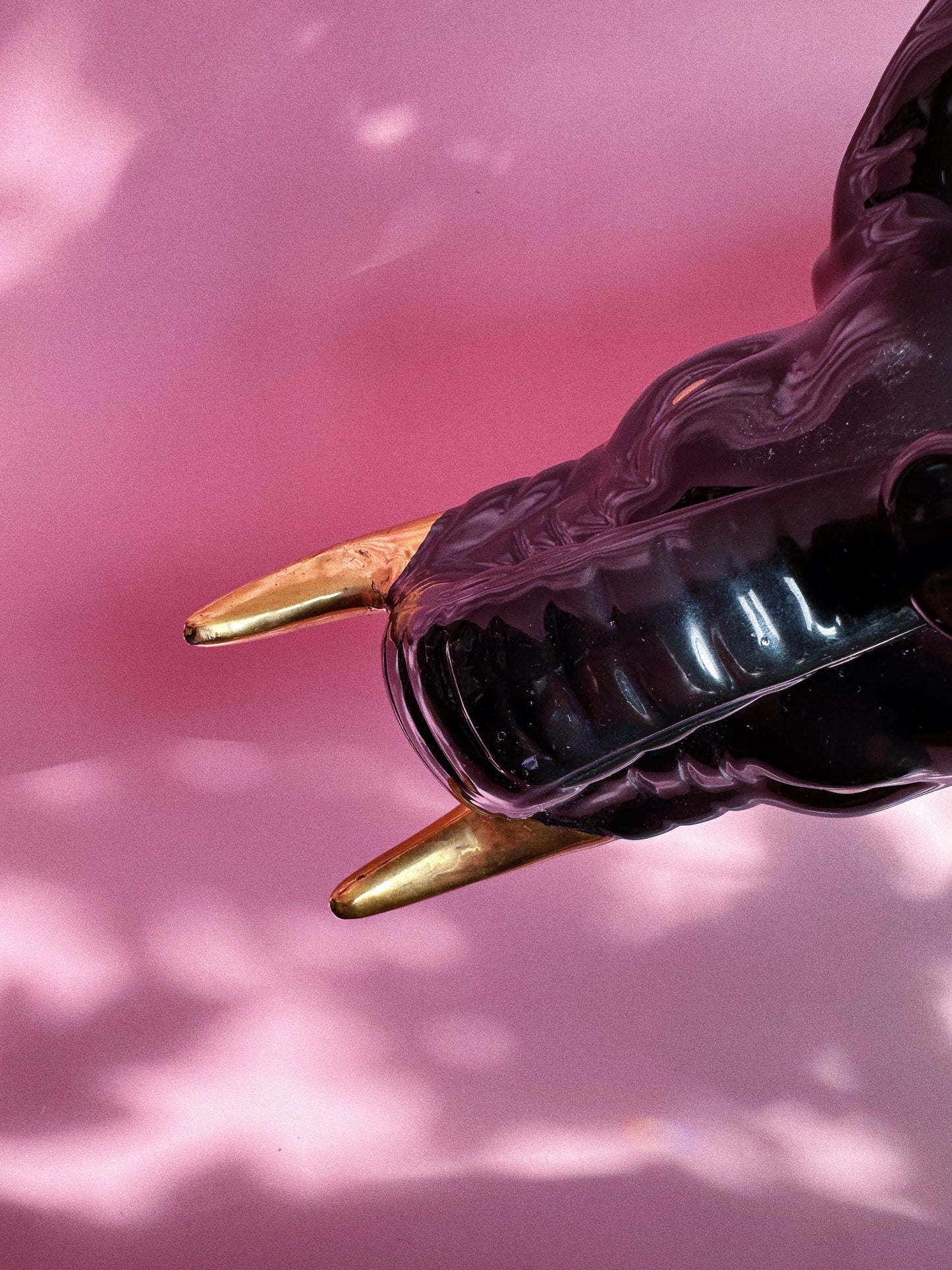 Large Vintage Black Ceramic Elephant Sculpture