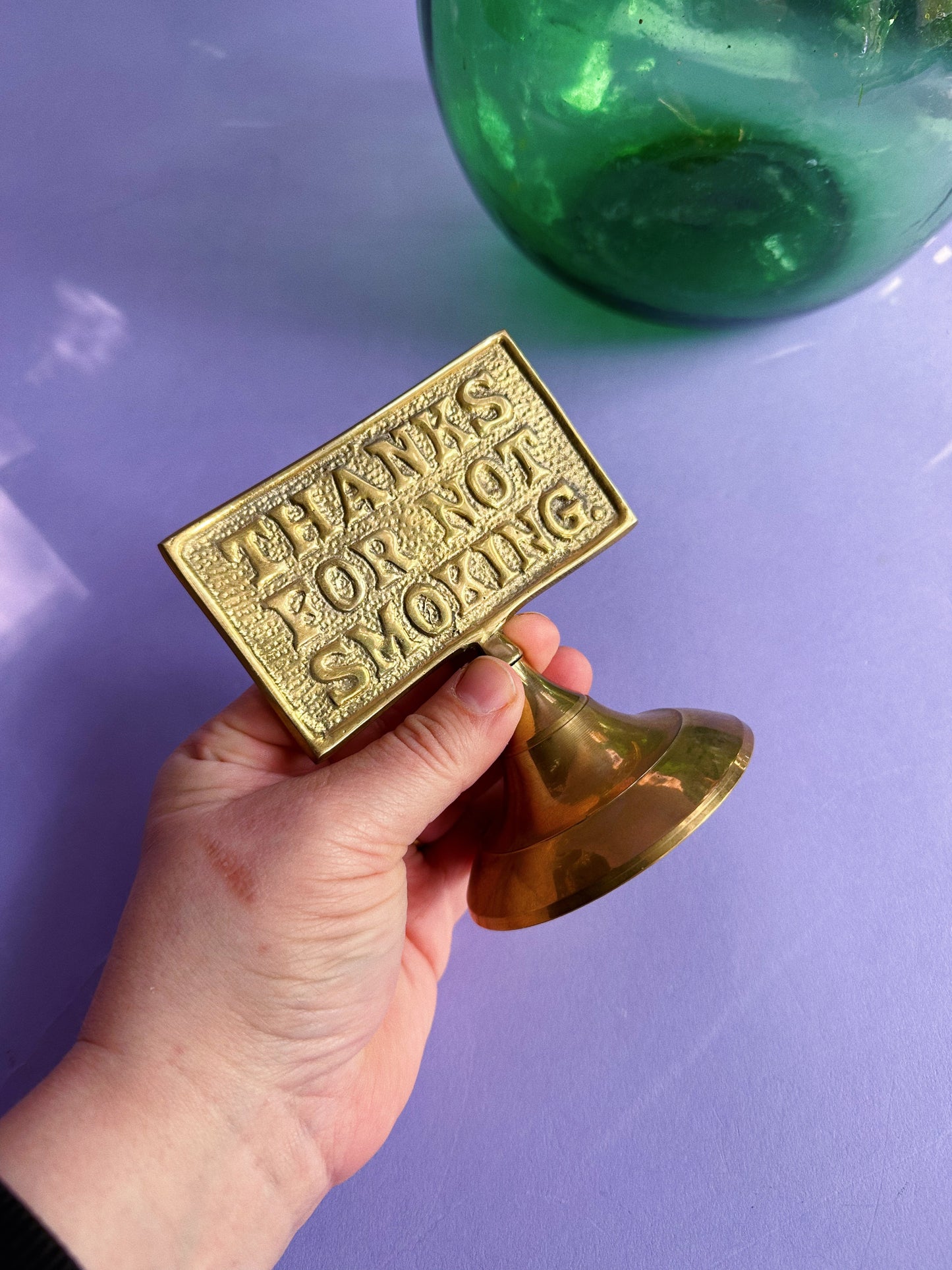 Vintage Pop Art "Thanks For Not Smoking" Brass Desk Sign