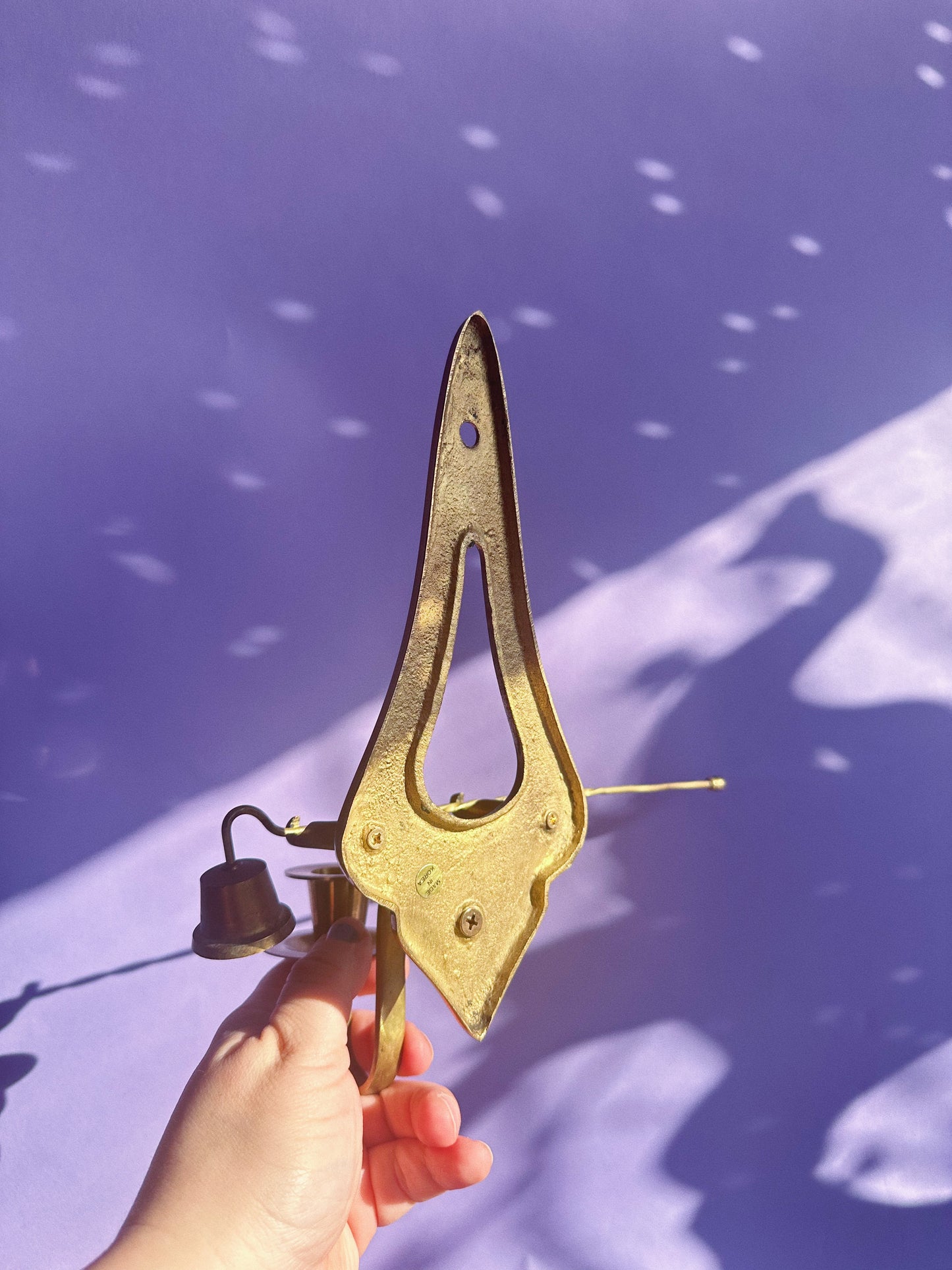 Vintage Mid Century Modern Brass Wall Sconce Candle Holder w/Snuffer